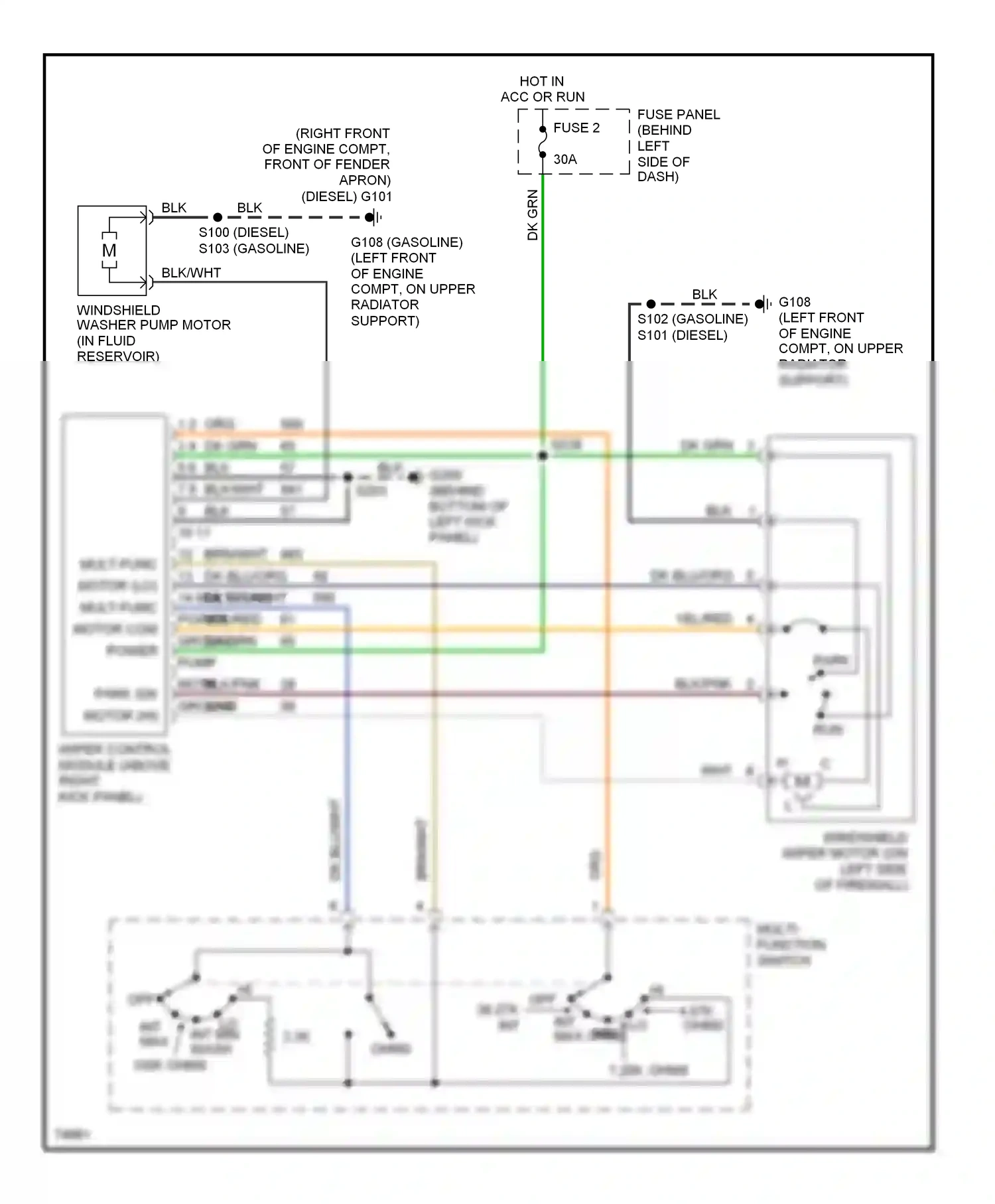 Ford Pickup F350  (1996-1997) multi- function switch wiring diagram  (2 of 2)