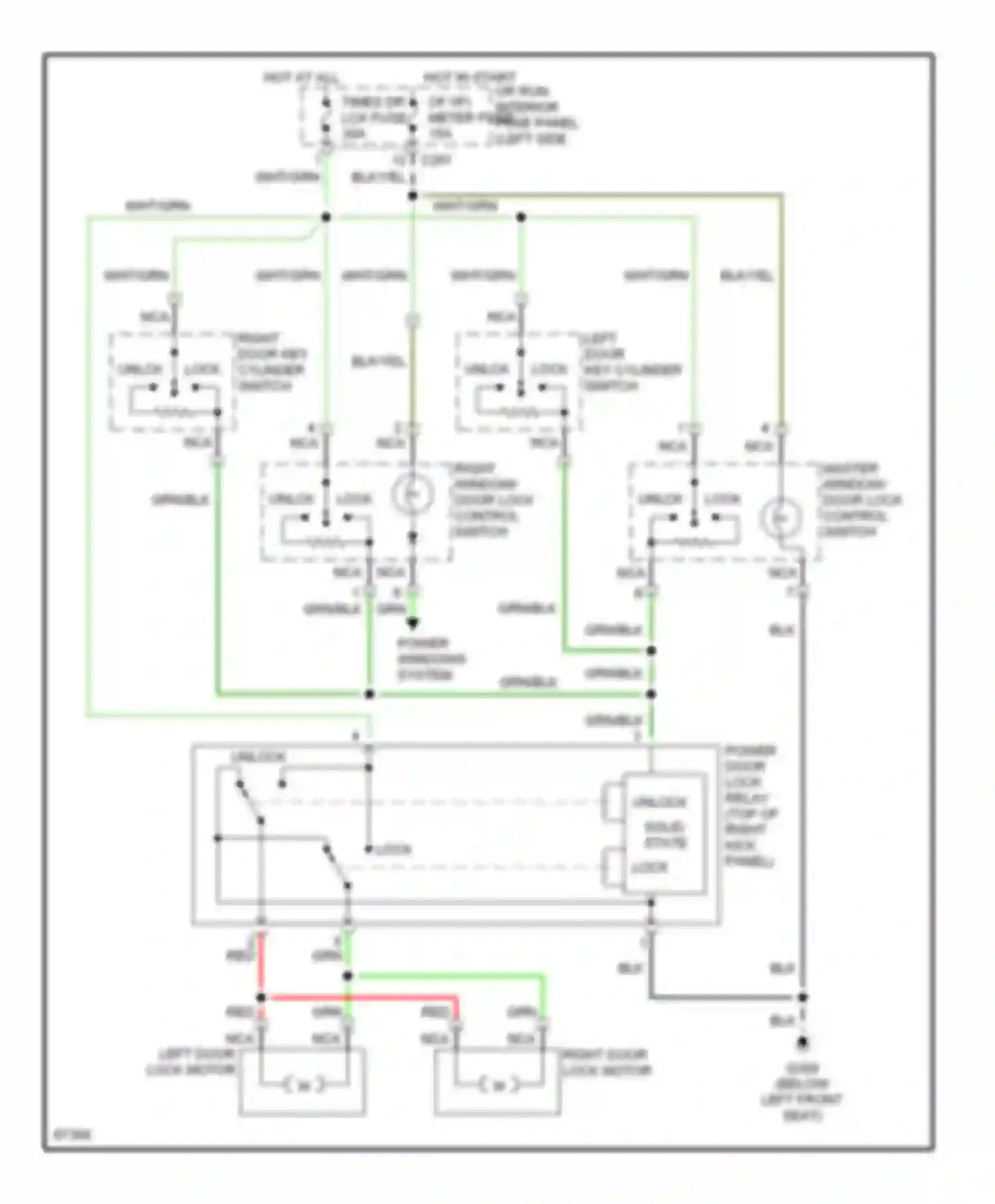Wiring diagram lock unlck for Ford Probe II (1992-1997) (1 of 2)