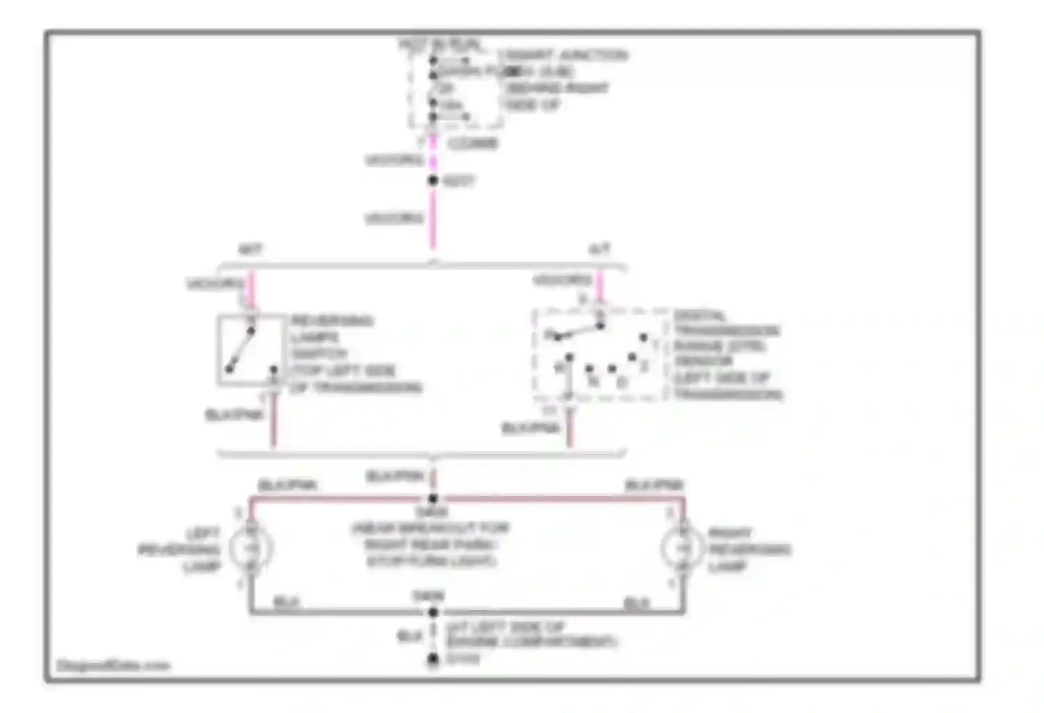 Wiring diagram left reversing lamp for Ford Ranger I (1998-2006) (1 of 2)
