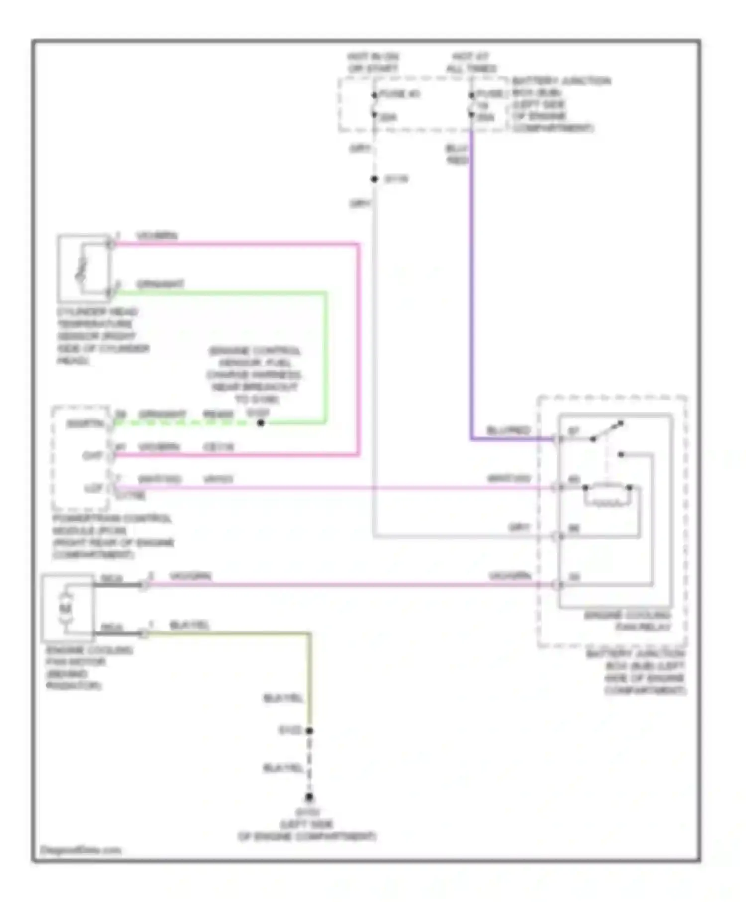 Wiring diagram engine cooling fan relay for Ford Ranger II facelift (2009-2011) (1 of 2)