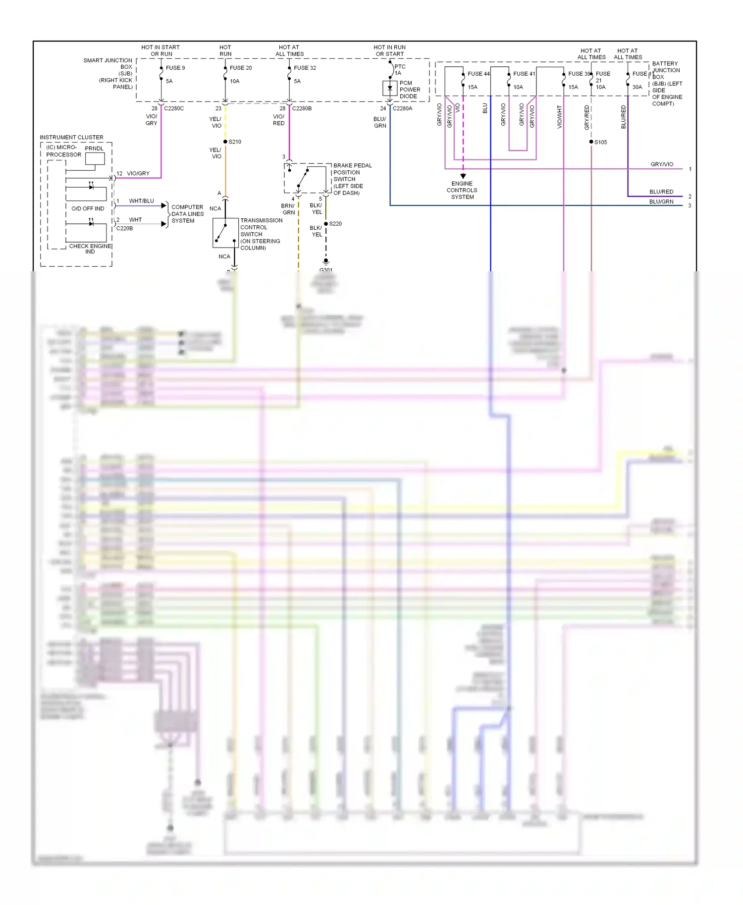 Ford Ranger II facelift (2009-2011) instrument cluster (ic) micro- processor wiring diagram  (1 of 2)