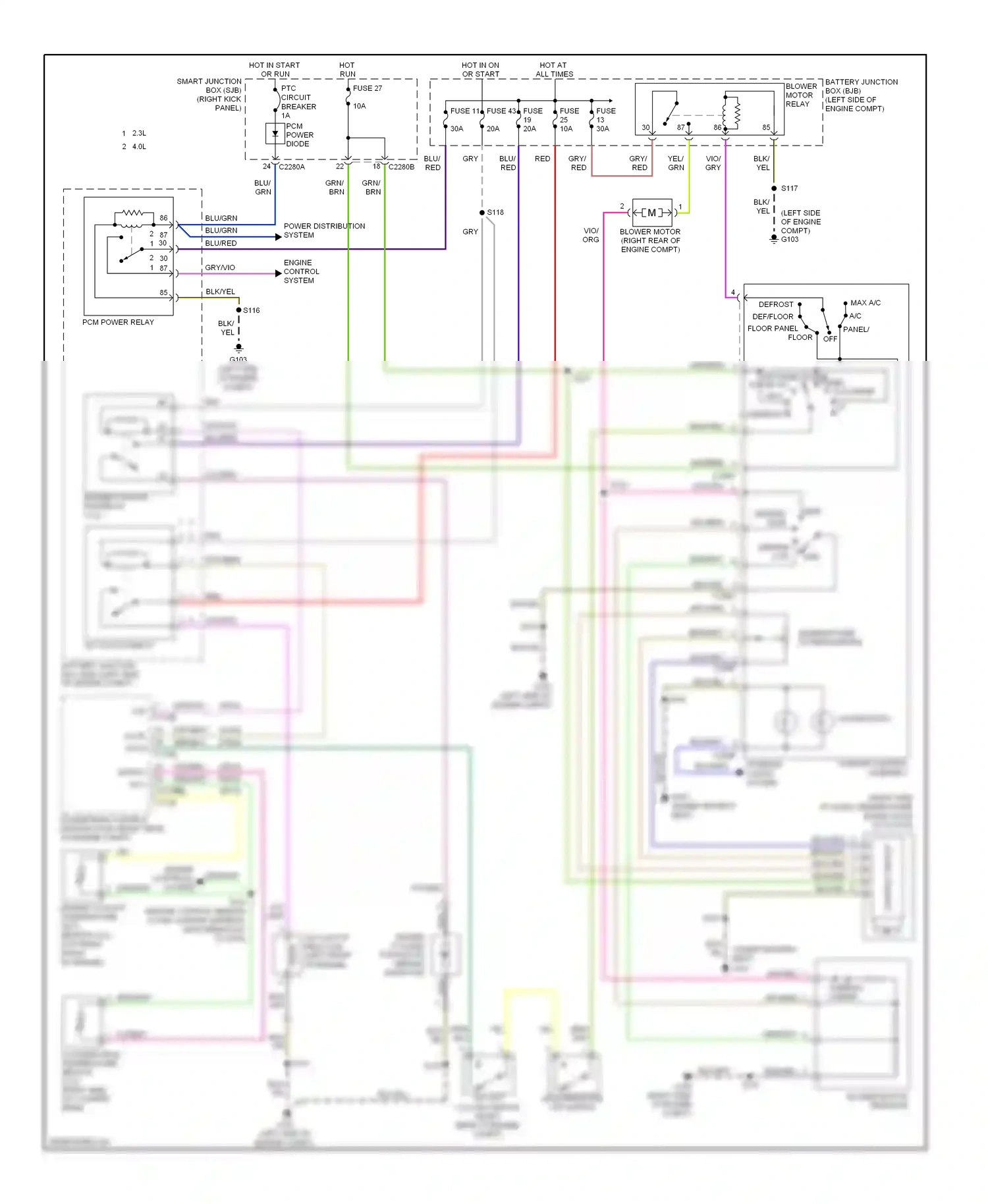Ford Ranger II facelift (2009-2011) interior lights wiring diagram  (1 of 1)