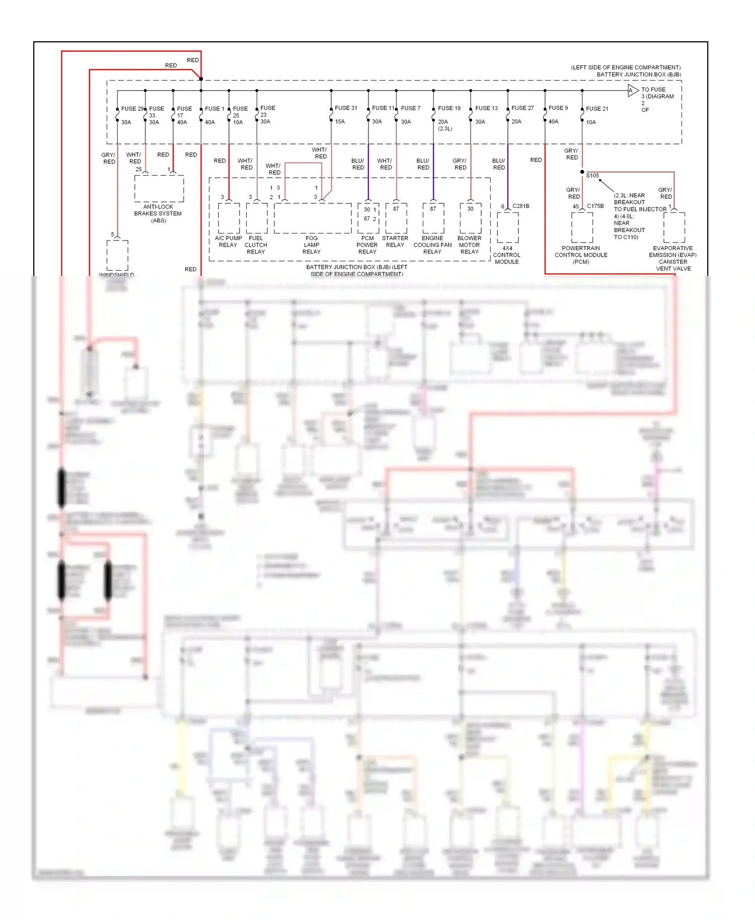 Ford Ranger II facelift (2009-2011) power point wiring diagram  (2 of 2)