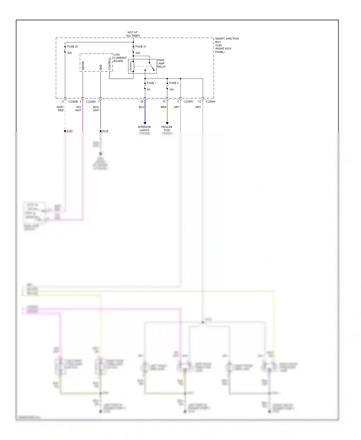 Ford Ranger II facelift (2009-2011) right front side lamp wiring diagram  (1 of 2)
