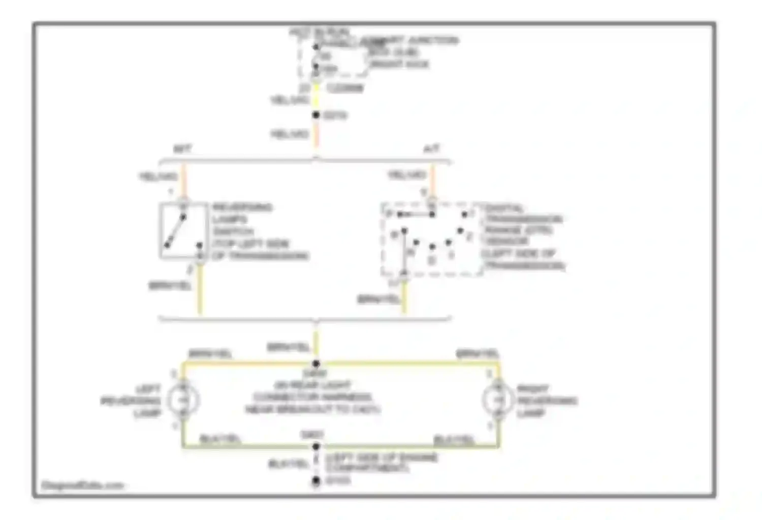 Wiring diagram reversing lamps switch for Ford Ranger II (2006-2009)