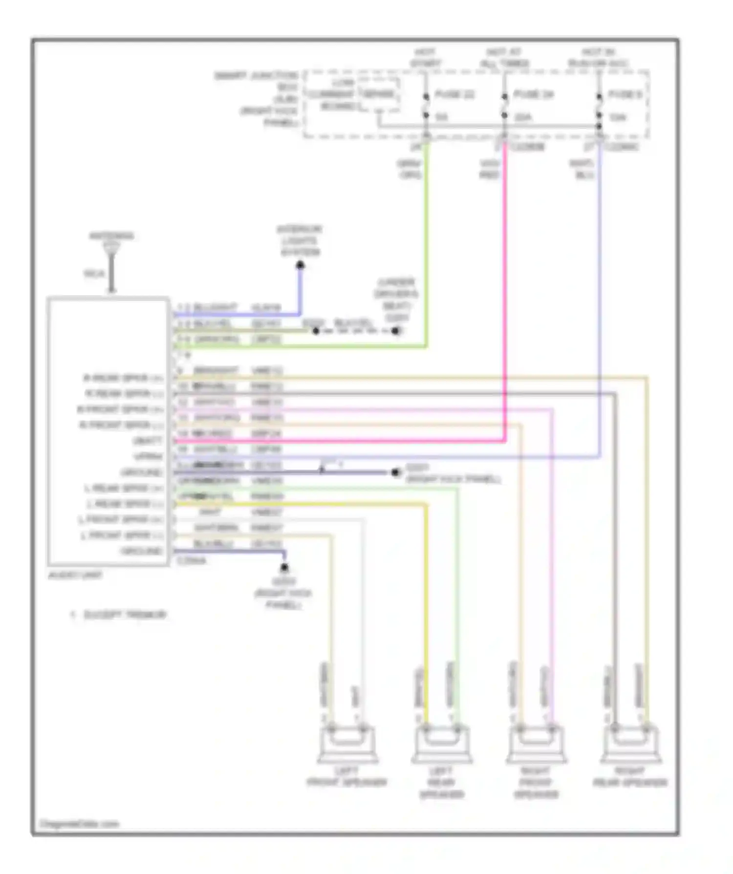 Wiring diagram audio unit for Ford Ranger II (2006-2009)