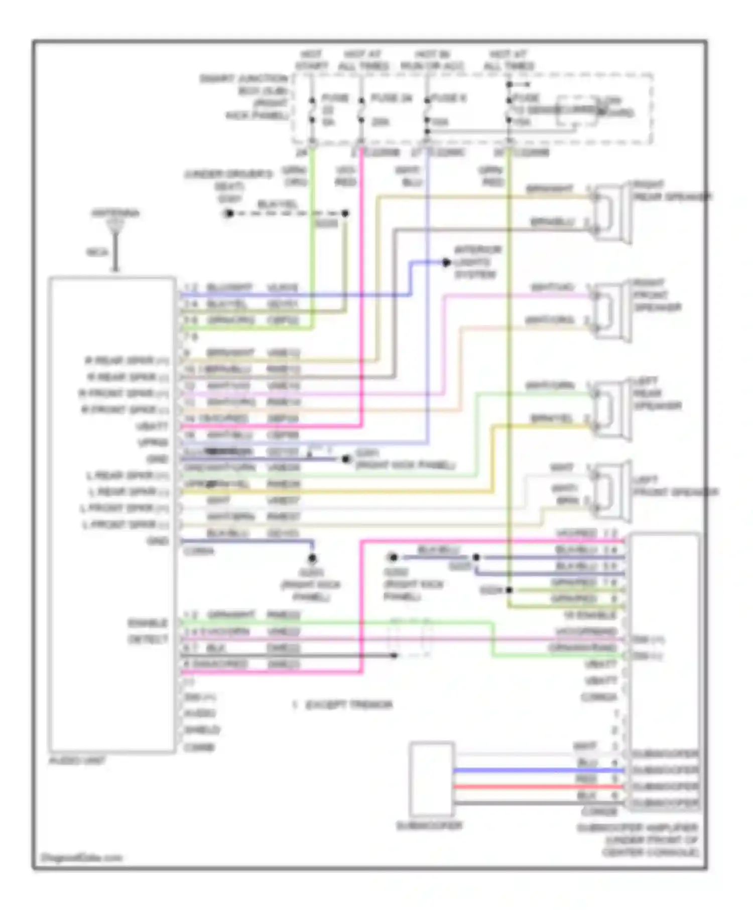 Wiring diagram audio unit for Ford Ranger II (2006-2009)