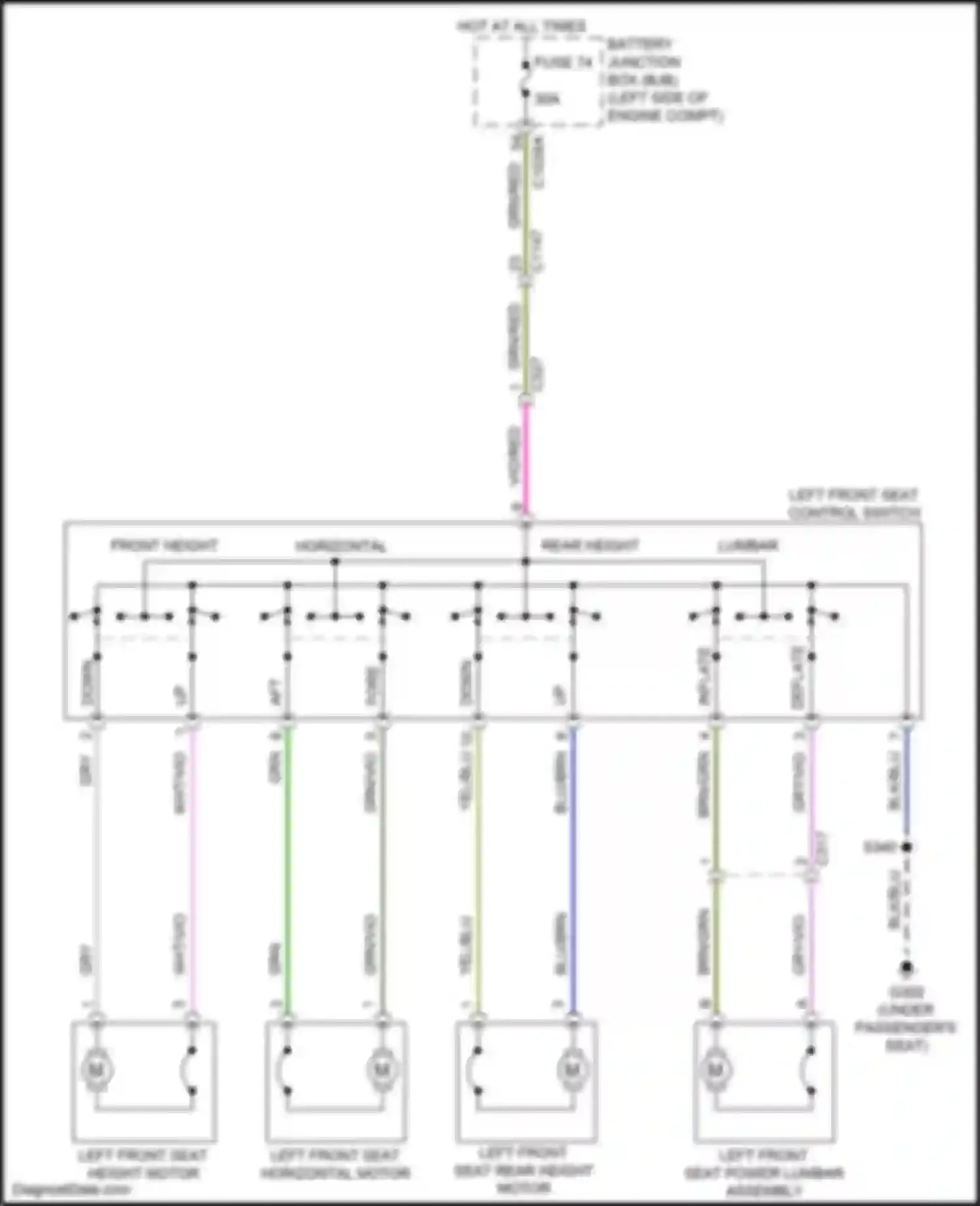 Wiring diagram left front seat control switch for Ford Ranger T6.2 (2022-2024) (1 of 3)