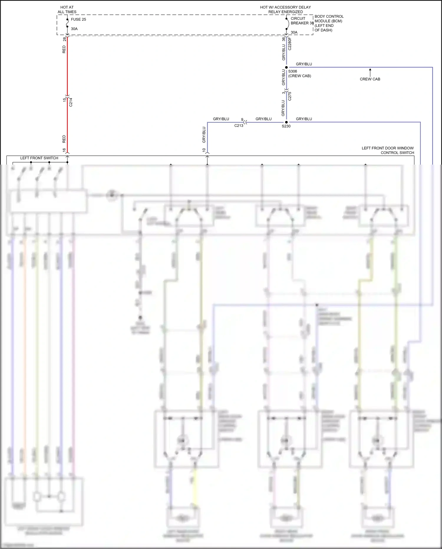 Wiring diagram left front switch for Ford Ranger T6.2 (2022-2024) (1 of 1)