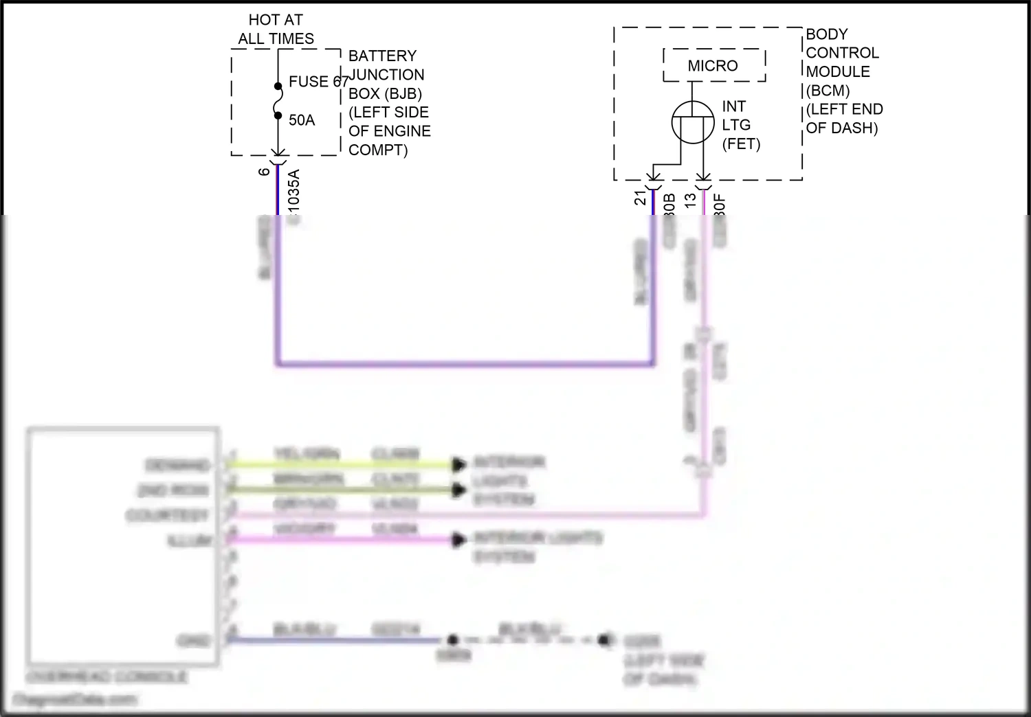 Wiring diagram overhead console for Ford Ranger T6.2 (2022-2024) (4 of 4)