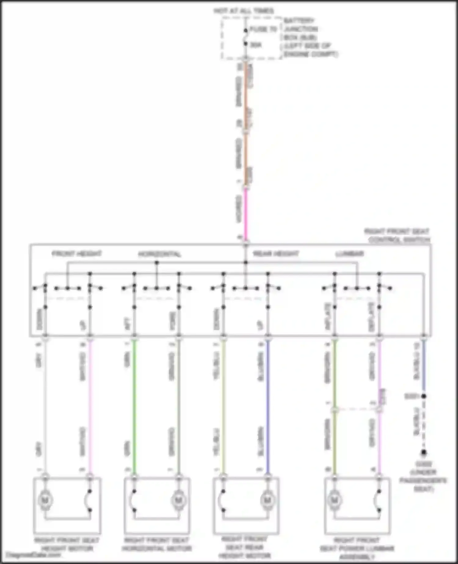 Wiring diagram right front seat control switch for Ford Ranger T6 facelift 2 (2019-2022) (2 of 3)