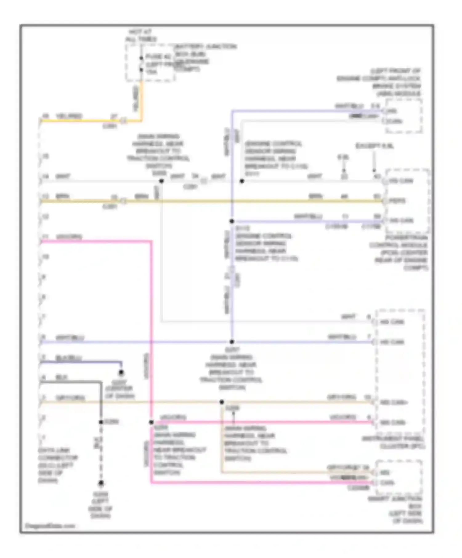 RV Cutaway E350 Super Duty Ford  (1999-2011): Computer data lines circuit, with stripped chassis