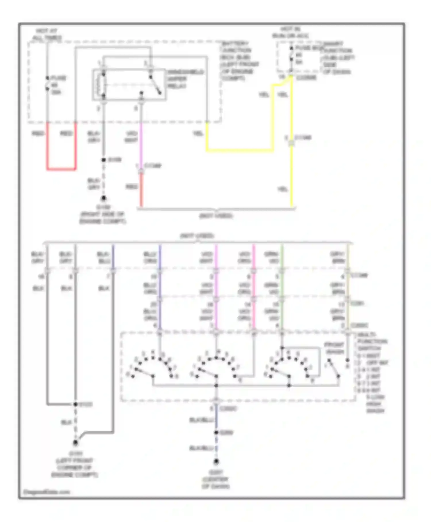 RV Cutaway E350 Super Duty Ford  (1999-2011): Wiper/washer circuit, with stripped chassis
