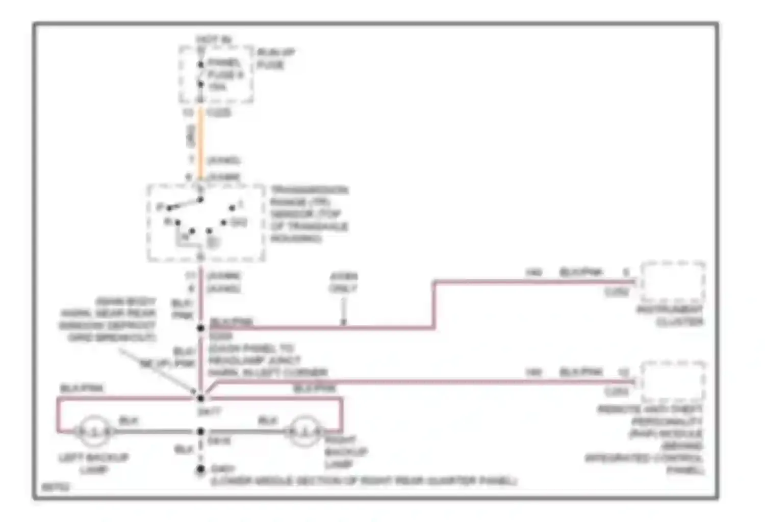 Taurus Ford III (1995-1999): Back-up lamps circuit, sedan