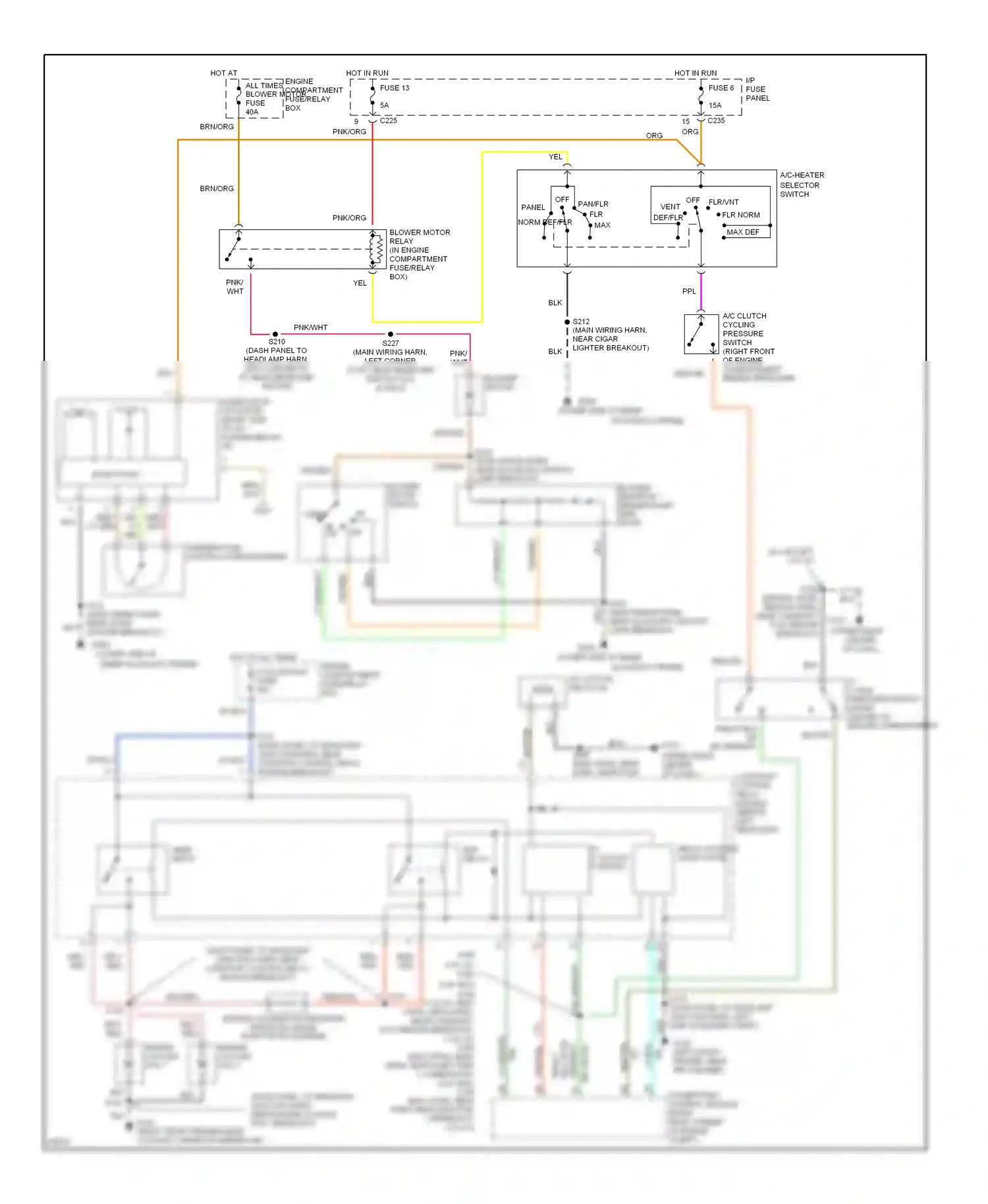 Wiring diagram a/c-heater selector switch for Ford Taurus III (1995-1999) (1 of 1)