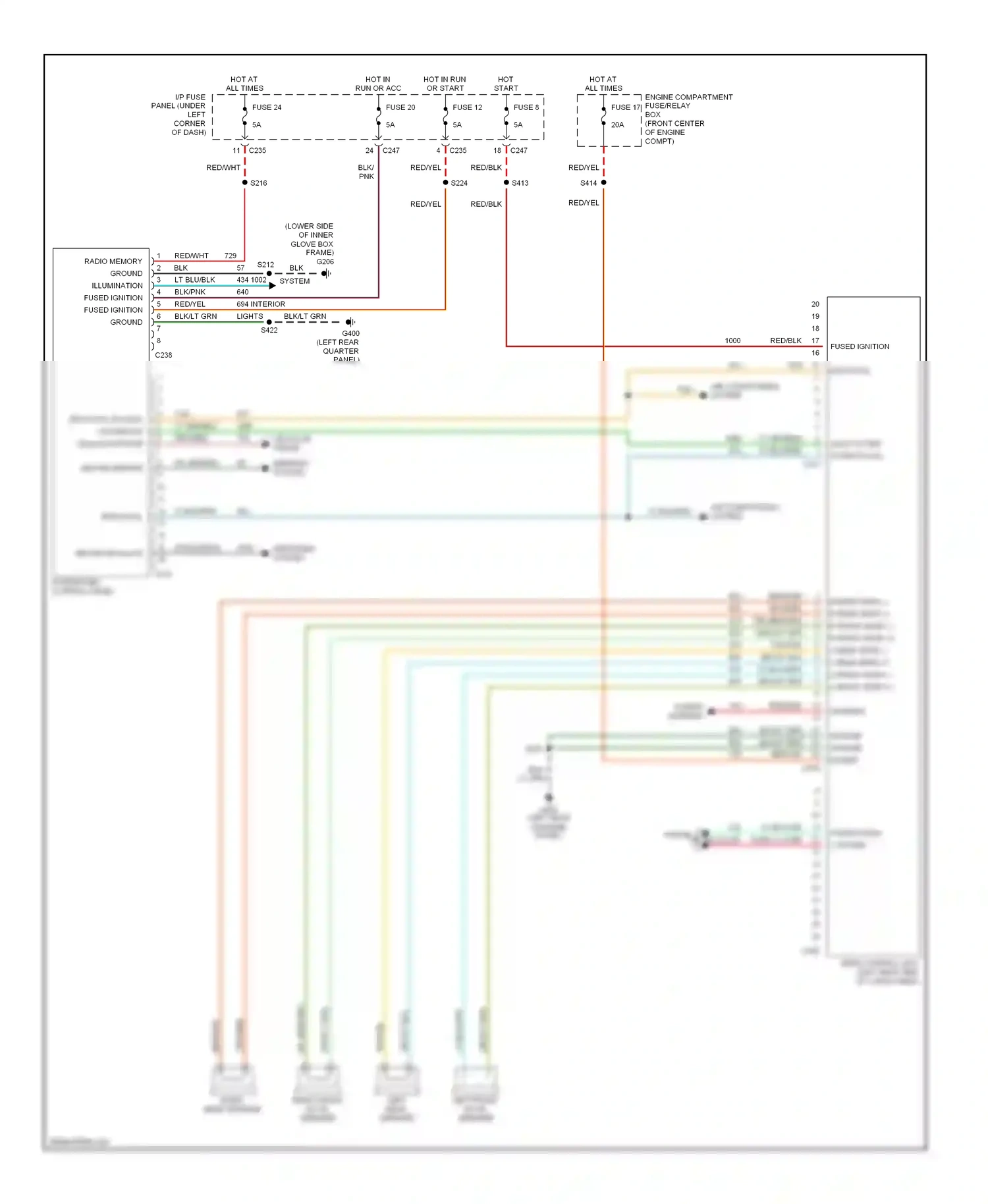 Wiring diagram audio sytem on protocol a for Ford Taurus III (1995-1999) (1 of 1)