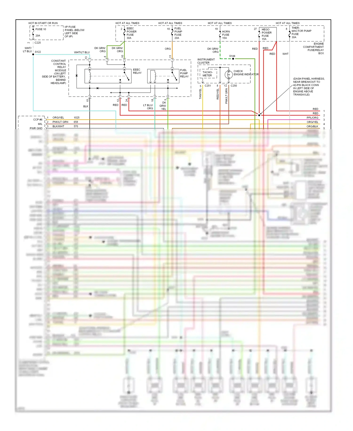 Wiring diagram crankshaft position sensor shield for Ford Taurus III (1995-1999) (1 of 1)