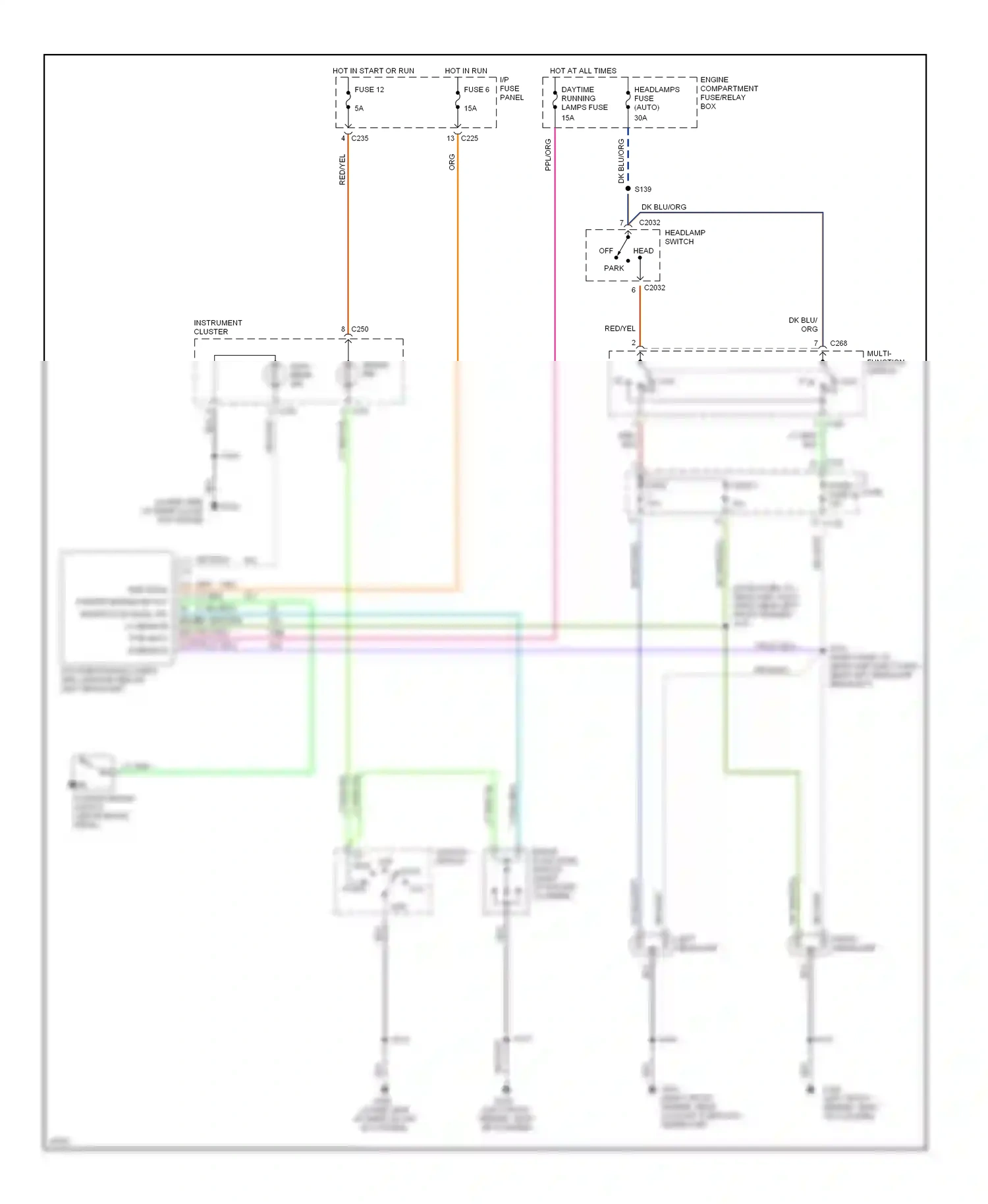 Wiring diagram dk grn/org for Ford Taurus III (1995-1999) (4 of 17)