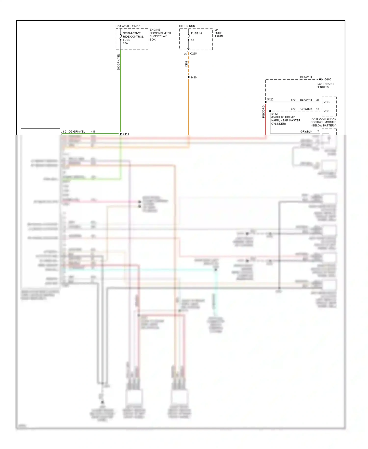 Wiring diagram fuse 14 for Ford Taurus III (1995-1999) (1 of 5)