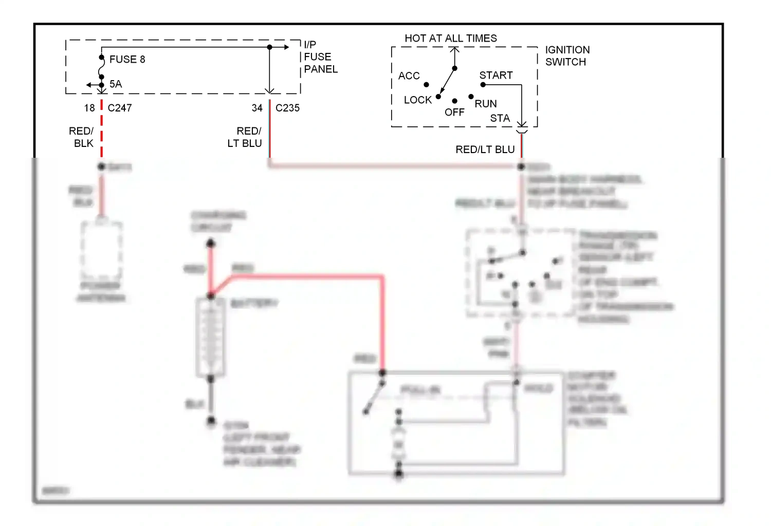 Wiring diagram fuse 8 for Ford Taurus III (1995-1999) (1 of 9)