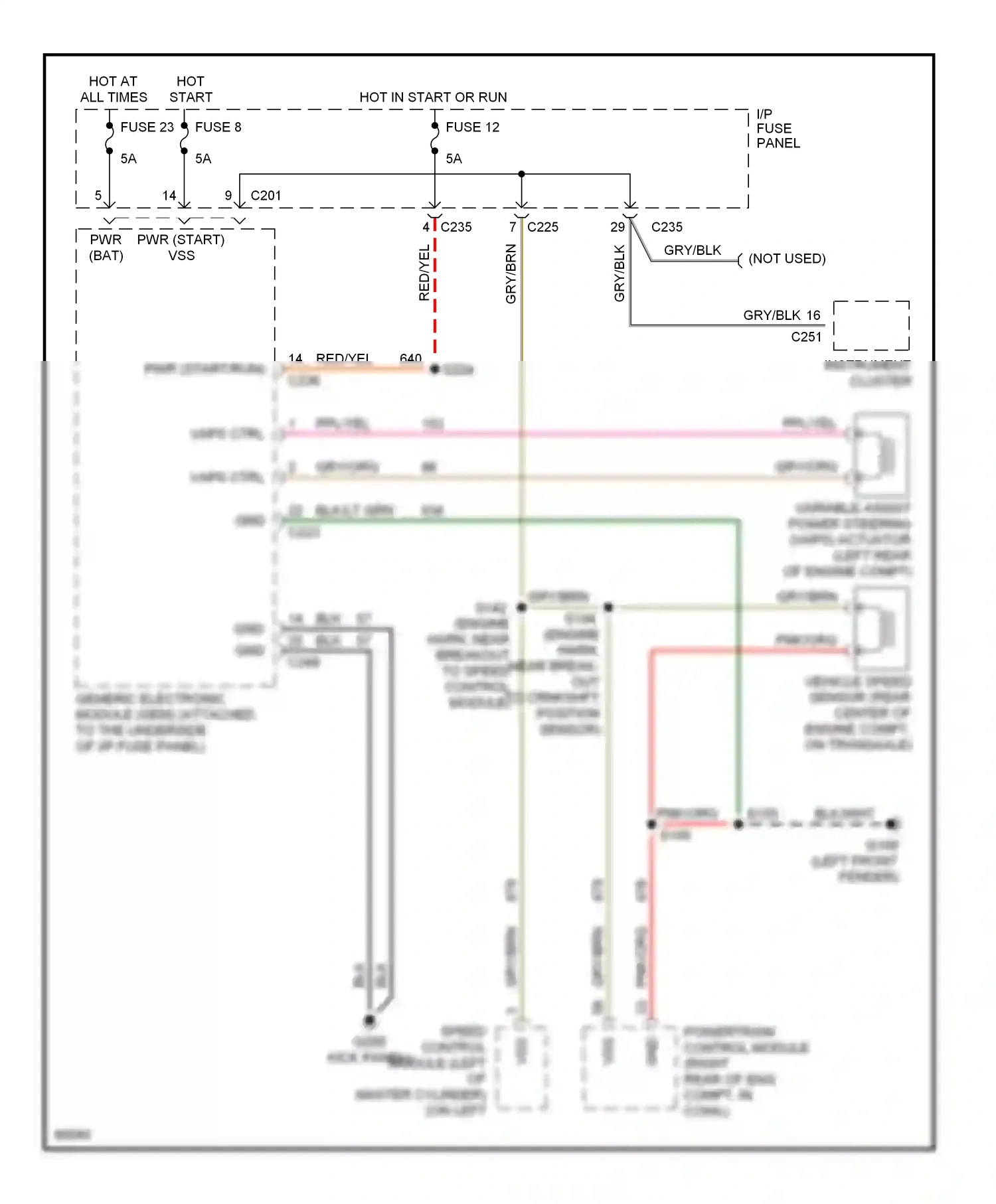Wiring diagram gry/org for Ford Taurus III (1995-1999) (2 of 5)