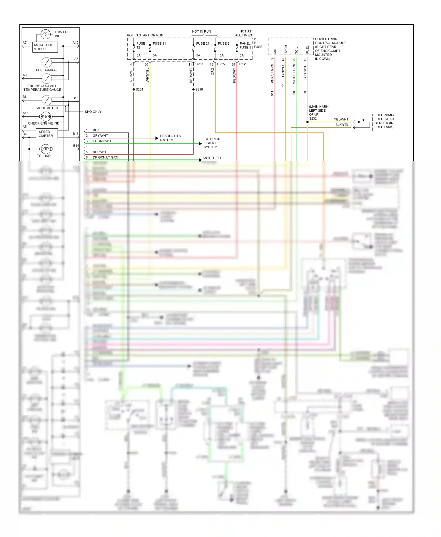Wiring diagram left turn ind for Ford Taurus III (1995-1999) (2 of 7)