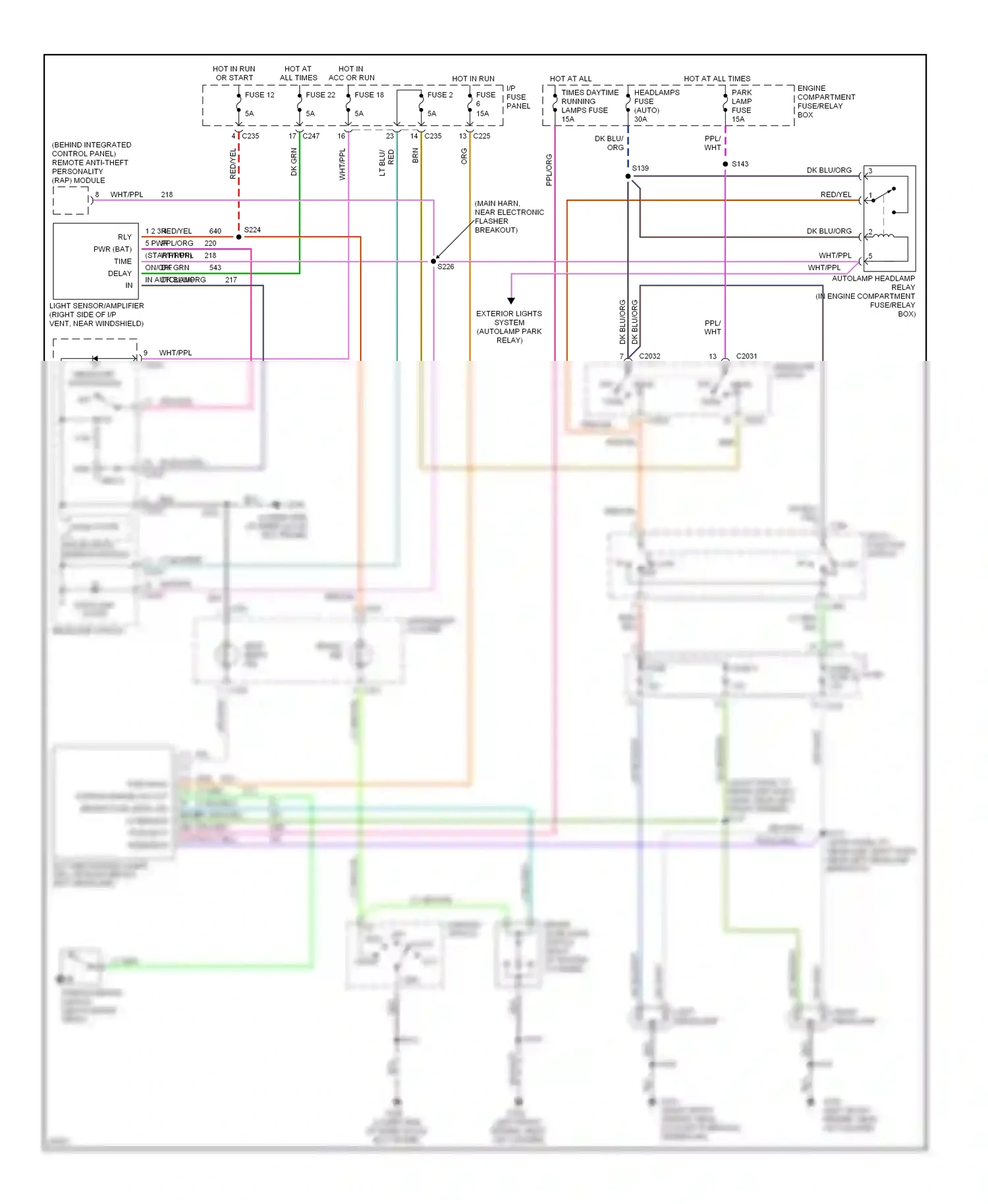Wiring diagram lt blu red/ for Ford Taurus III (1995-1999) (1 of 2)