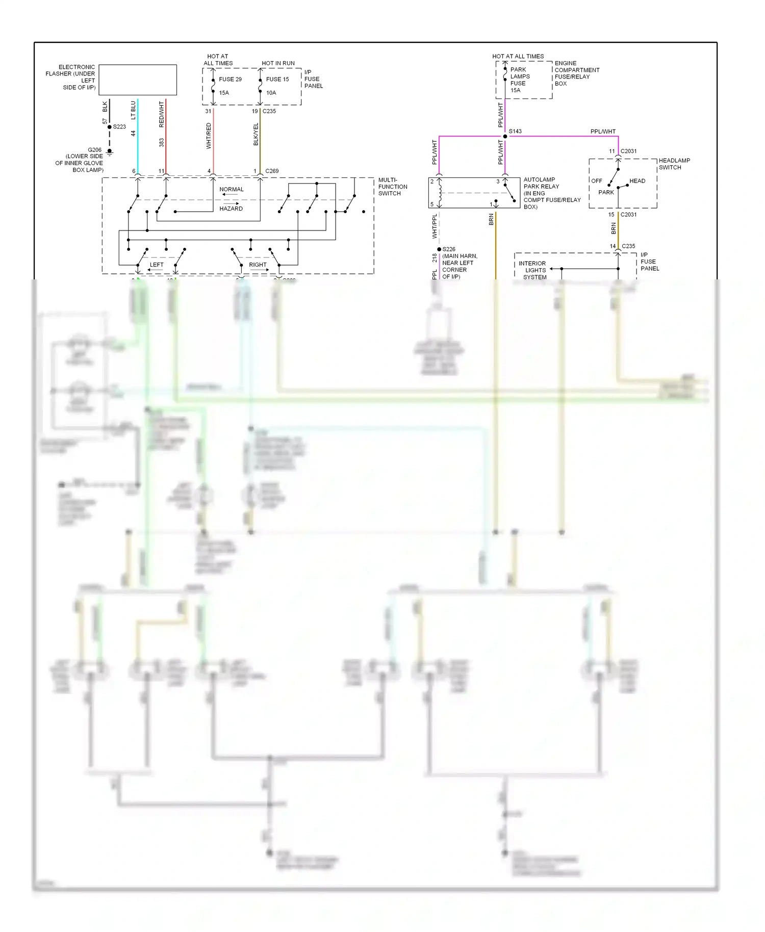 Wiring diagram lt grn/org for Ford Taurus III (1995-1999) (14 of 17)