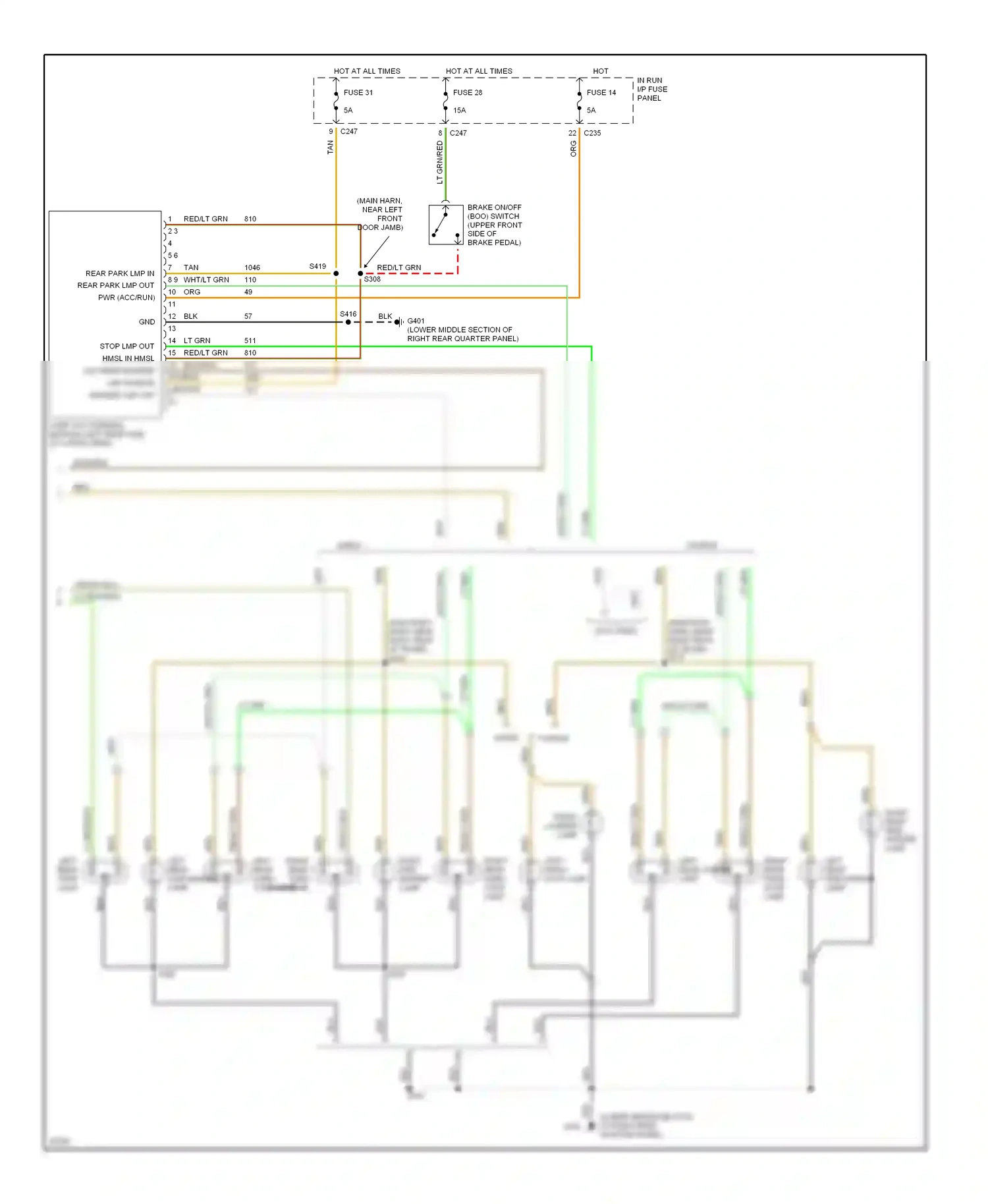 Wiring diagram lt grn/red for Ford Taurus III (1995-1999) (11 of 32)