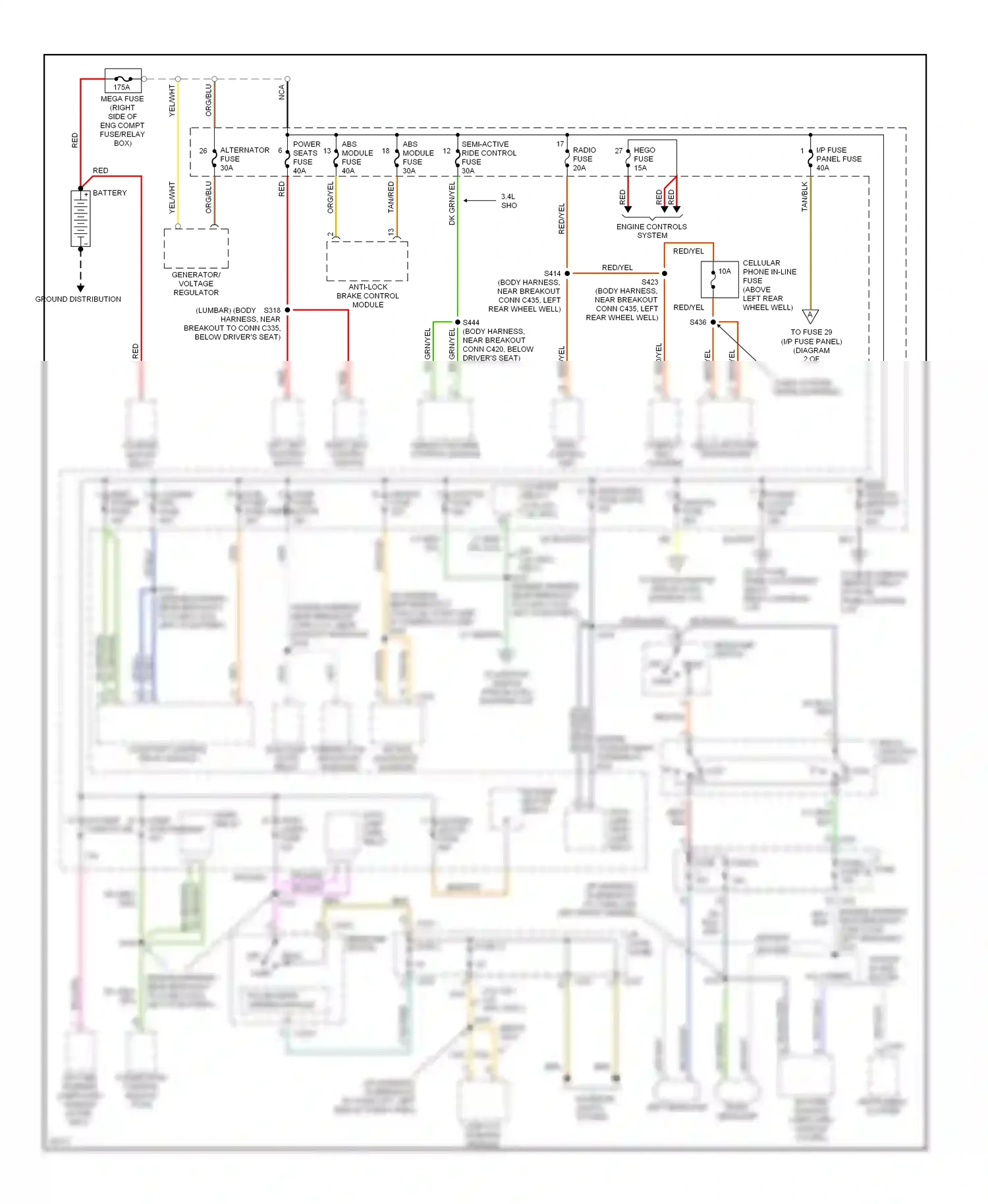 Wiring diagram multi- function switch for Ford Taurus III (1995-1999) (9 of 11)