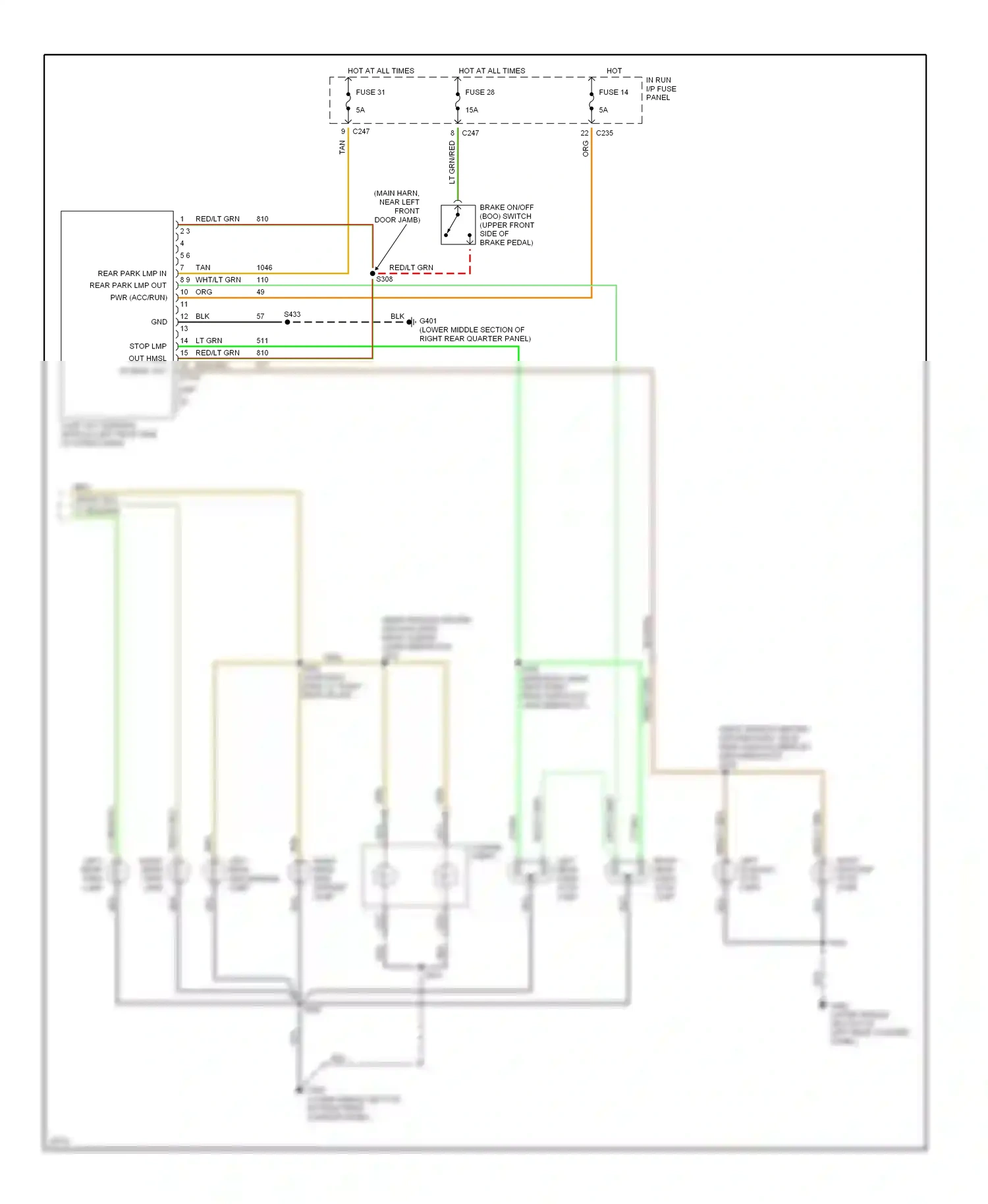 Wiring diagram org/lt blu for Ford Taurus III (1995-1999) (8 of 15)