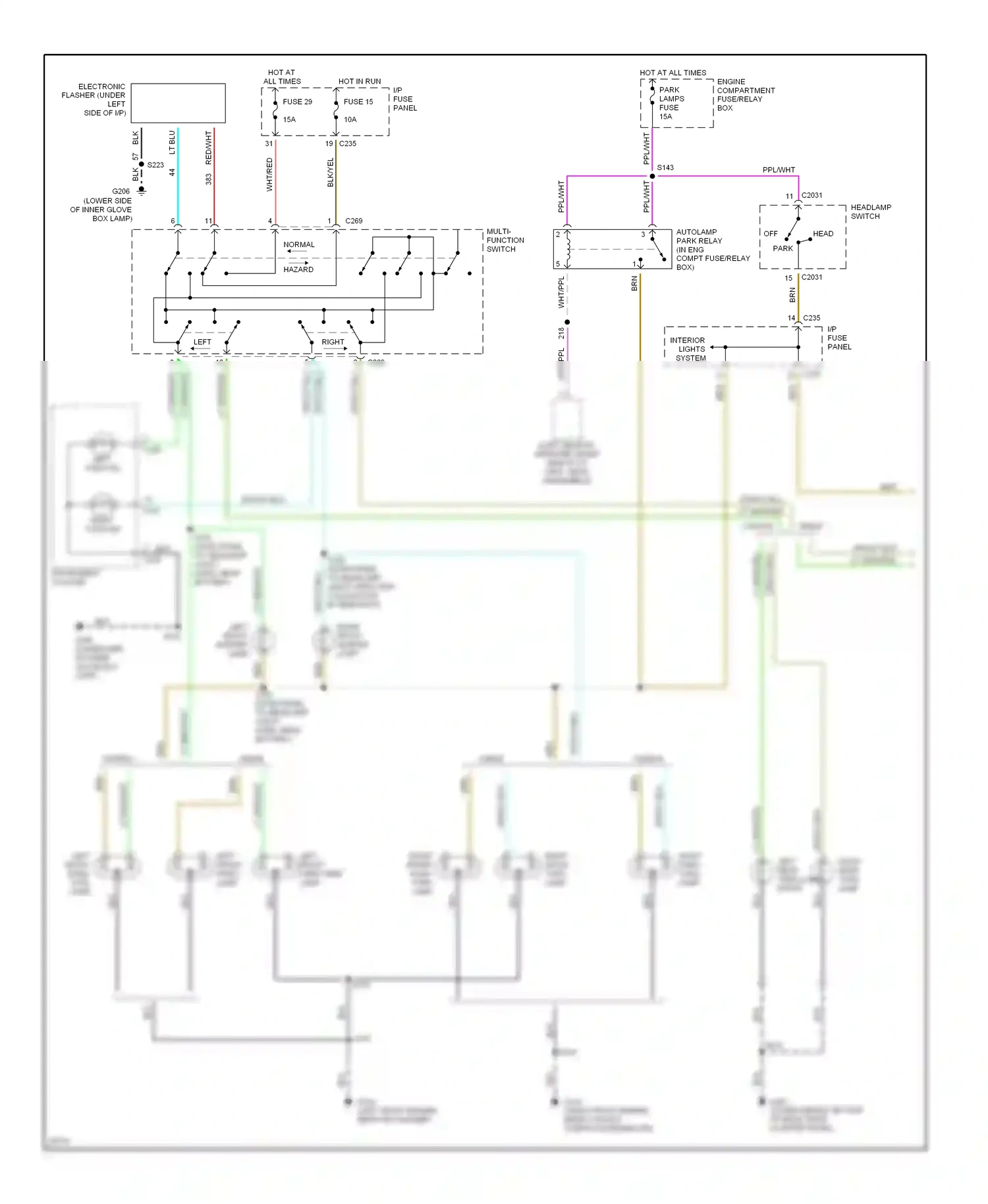 Wiring diagram org/lt blu for Ford Taurus III (1995-1999) (5 of 15)