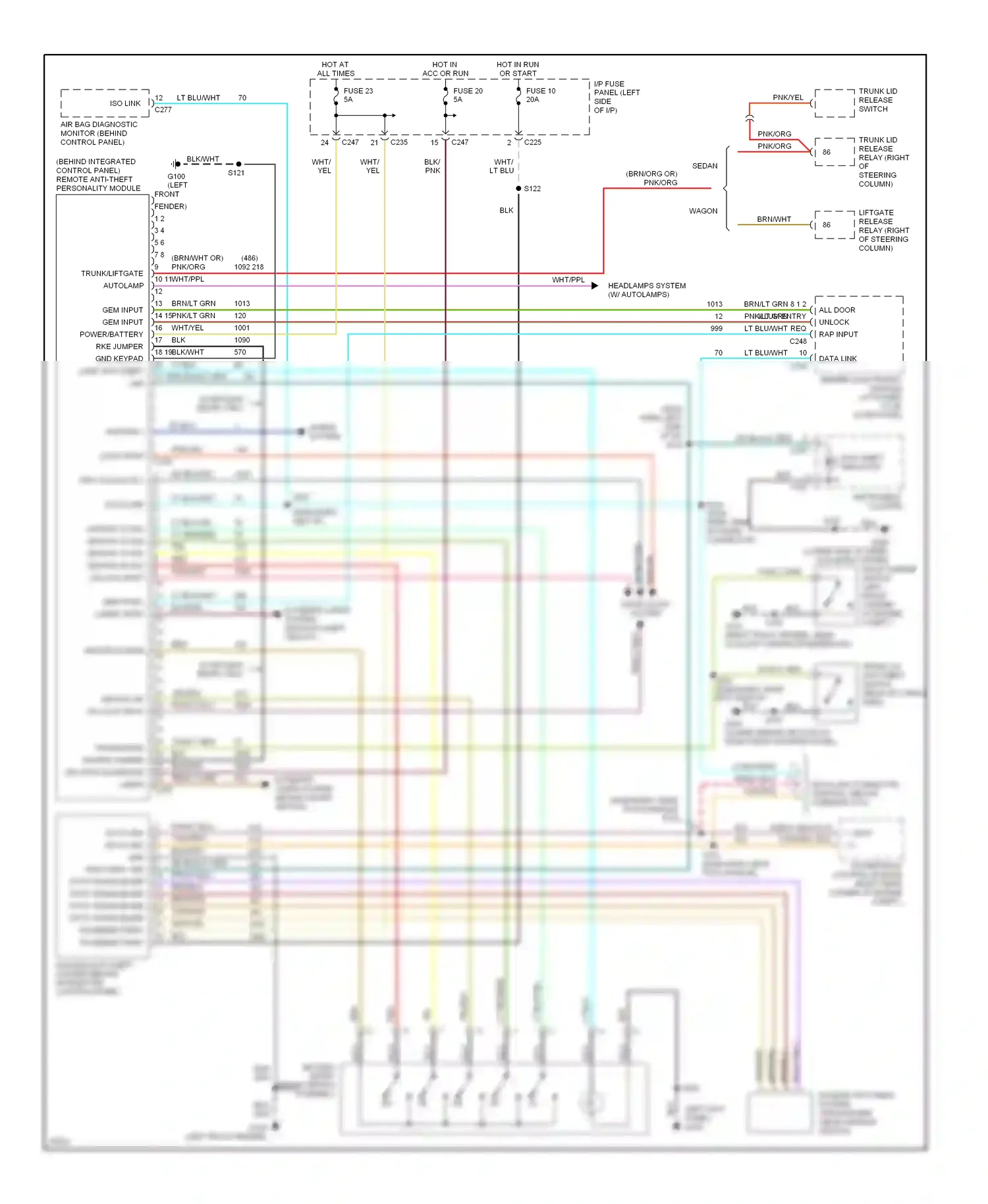 Wiring diagram pnk/org for Ford Taurus III (1995-1999) (2 of 20)