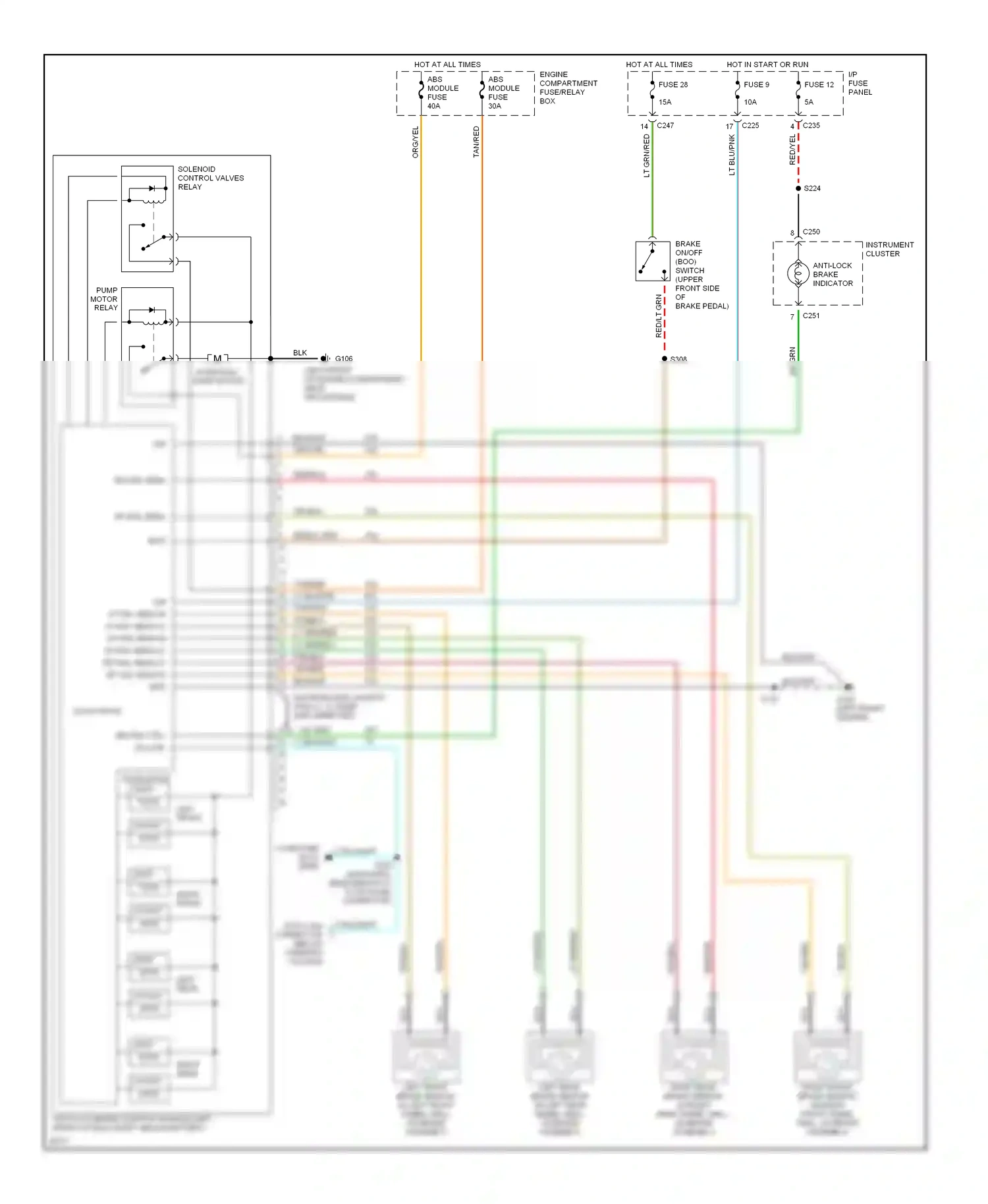 Wiring diagram red/lt grn for Ford Taurus III (1995-1999) (2 of 20)