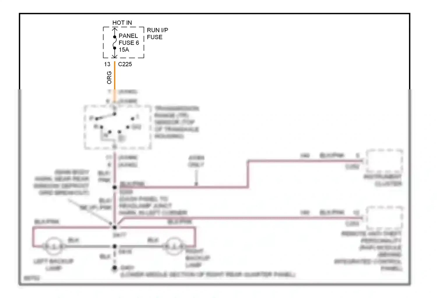 Wiring diagram right backup lamp for Ford Taurus III (1995-1999) (1 of 2)