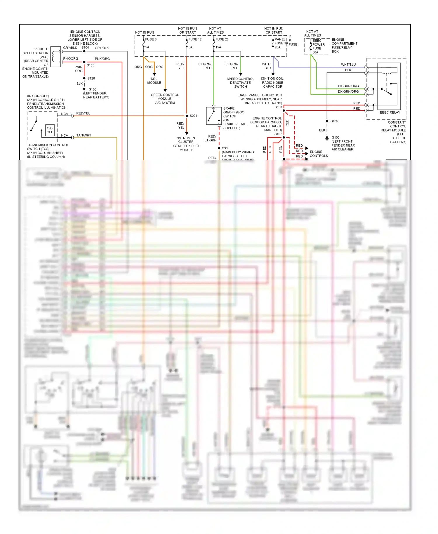 Wiring diagram tan/org for Ford Taurus III (1995-1999) (1 of 13)
