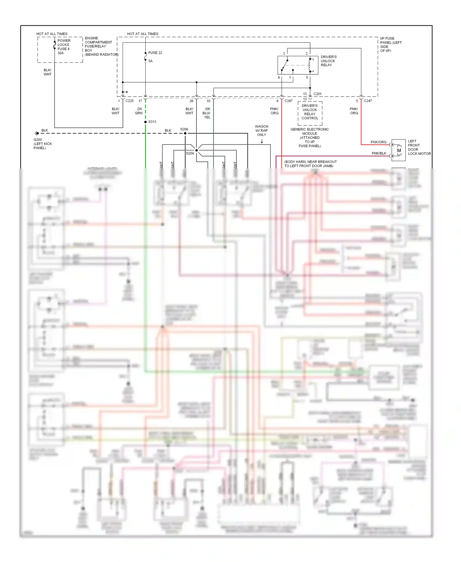 Wiring diagram trunk lid release switch for Ford Taurus III (1995-1999) (3 of 3)