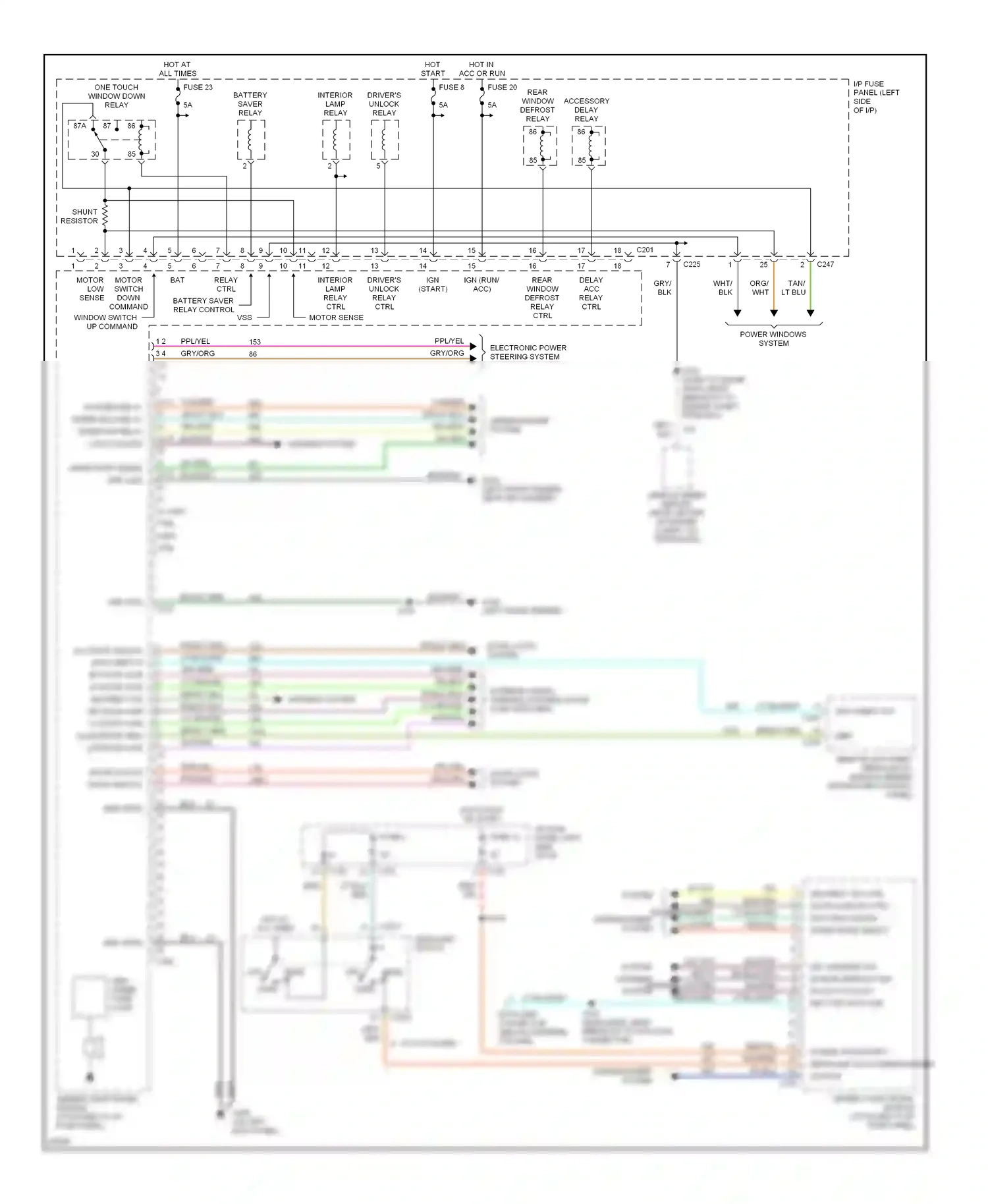 Wiring diagram window switch up command for Ford Taurus III (1995-1999) (1 of 1)