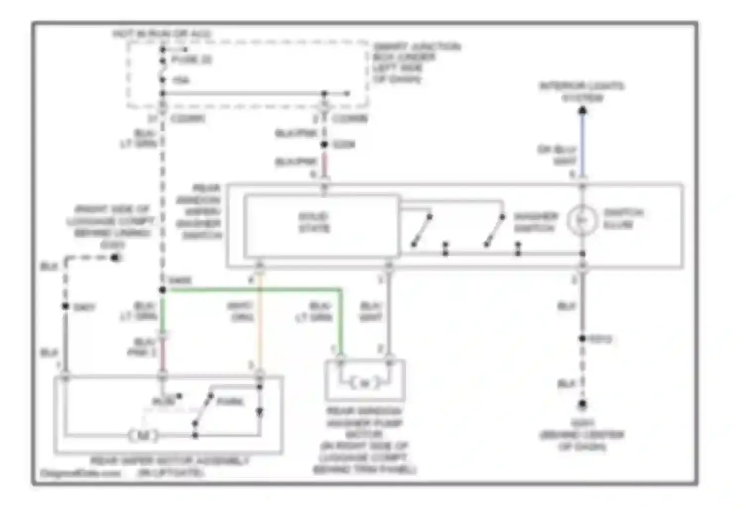 Wiring diagram hot in run or acc for Ford Taurus IV facelift (2004-2006)
