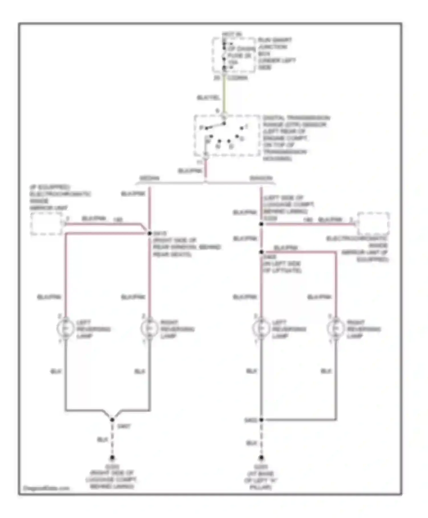 Wiring diagram left reversing lamp for Ford Taurus IV facelift (2004-2006)