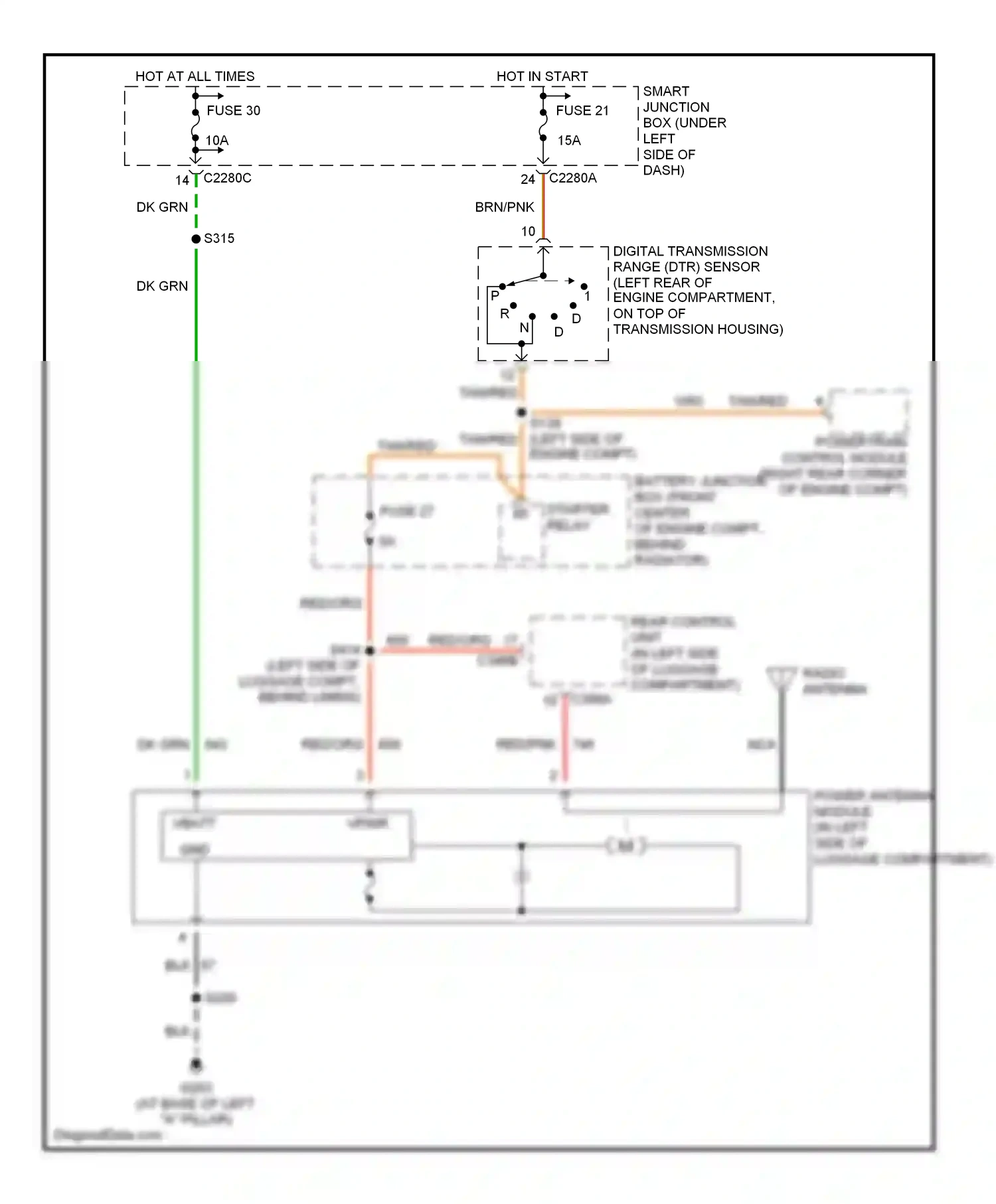 Ford Taurus IV facelift (2004-2006) hot in start wiring diagram  (1 of 1)