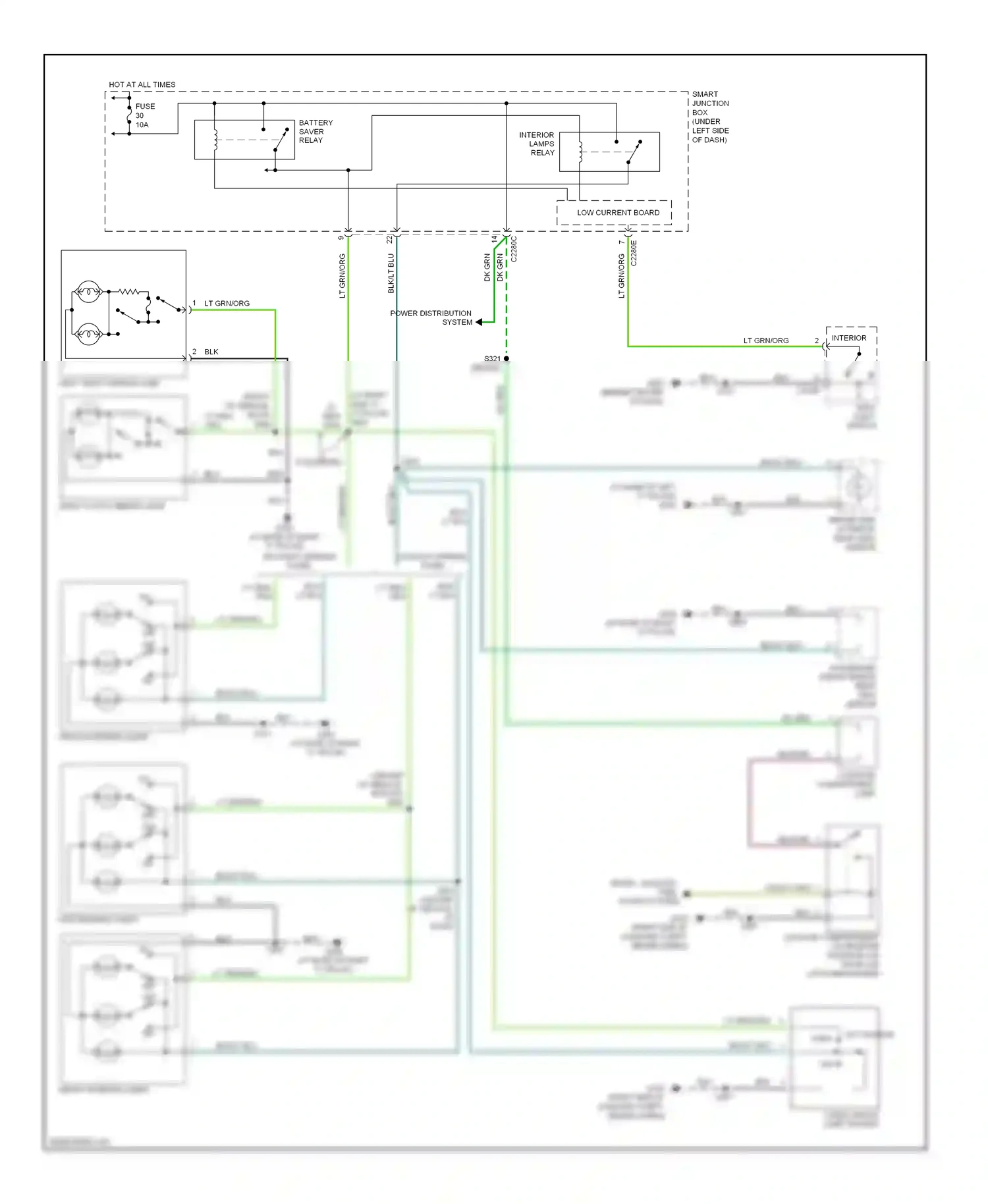 Ford Taurus IV facelift (2004-2006) interior wiring diagram  (1 of 1)