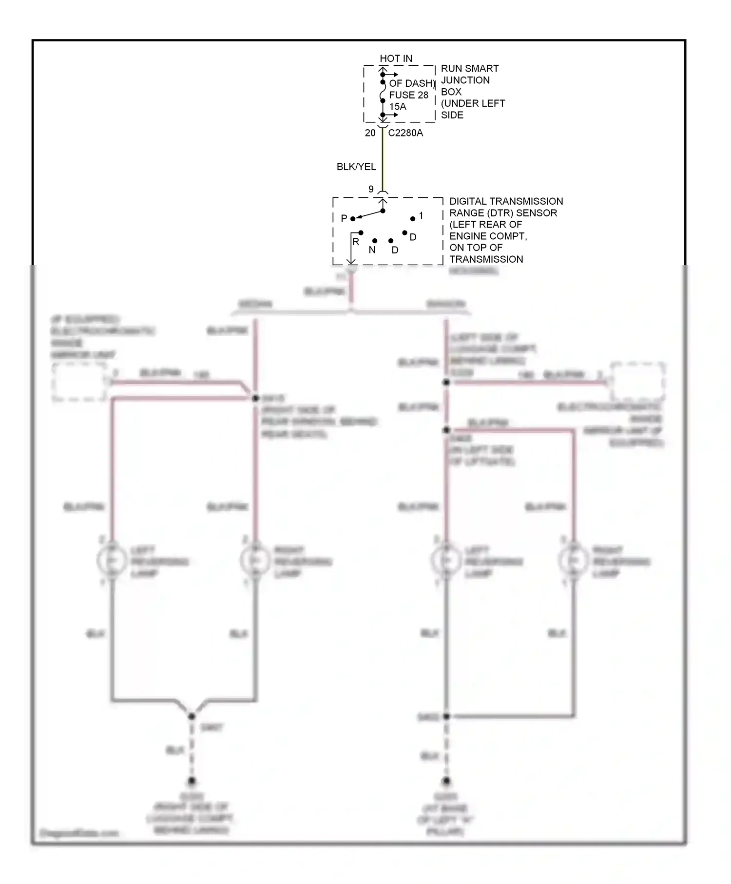 Ford Taurus IV facelift (2004-2006) left reversing lamp wiring diagram  (1 of 1)