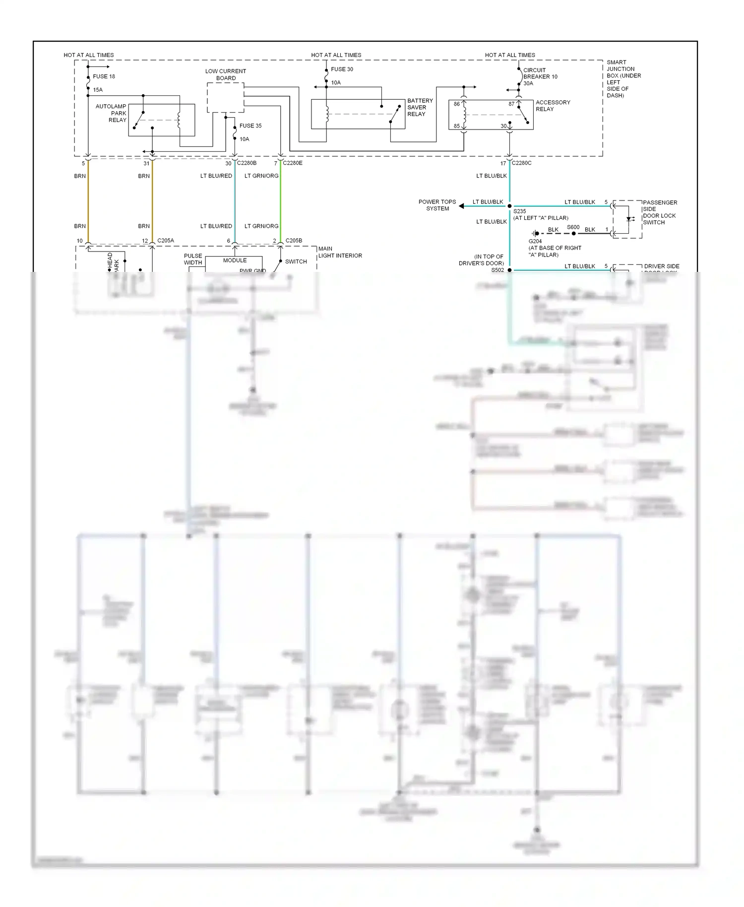 Ford Taurus IV facelift (2004-2006) right rear window adjust switch wiring diagram  (1 of 2)