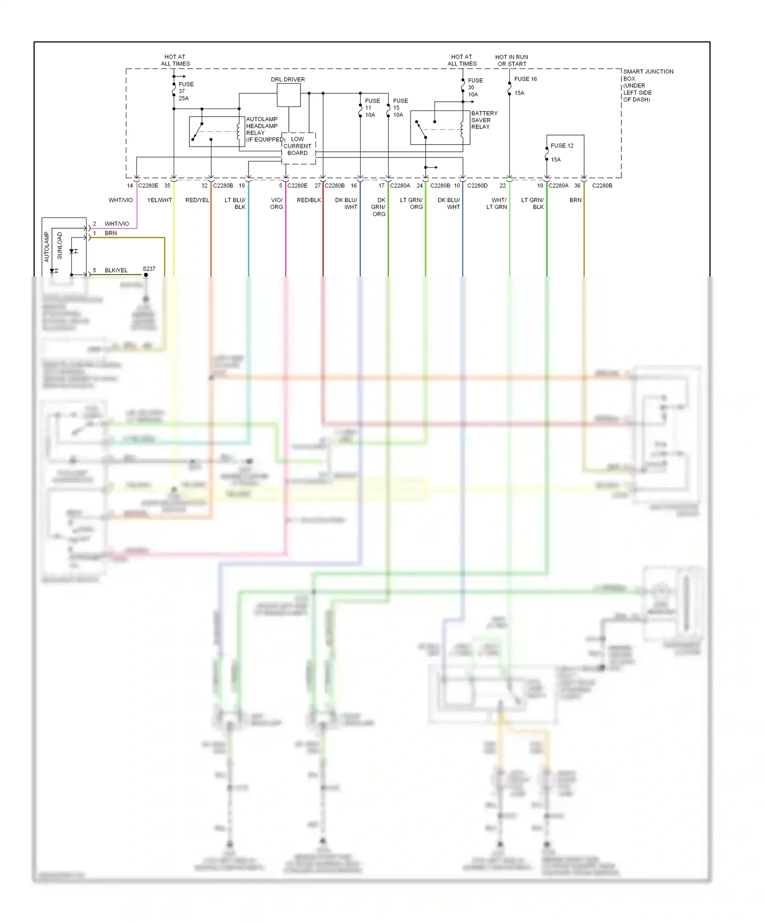 Ford Taurus IV facelift (2004-2006) sunload wiring diagram  (2 of 3)