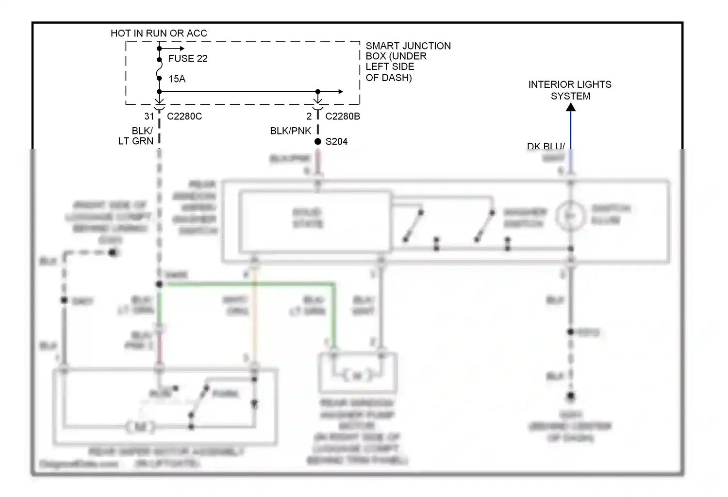 Ford Taurus IV facelift (2004-2006) switch illum. wiring diagram  (1 of 1)