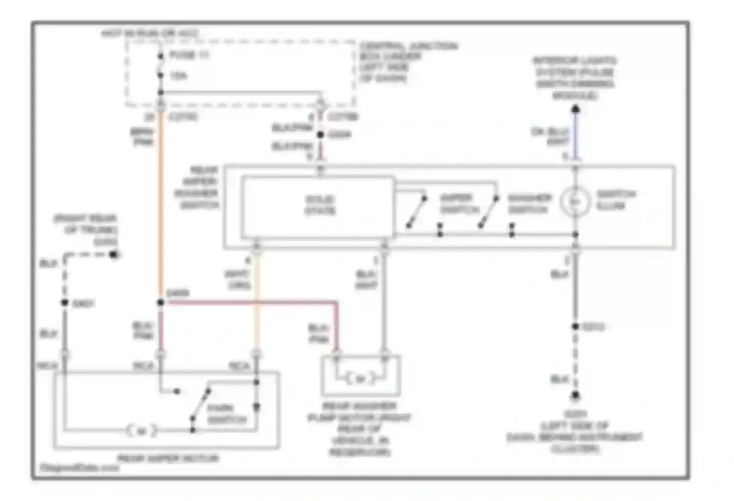 Taurus Ford IV (1999-2004): Rear wiper/washer circuit