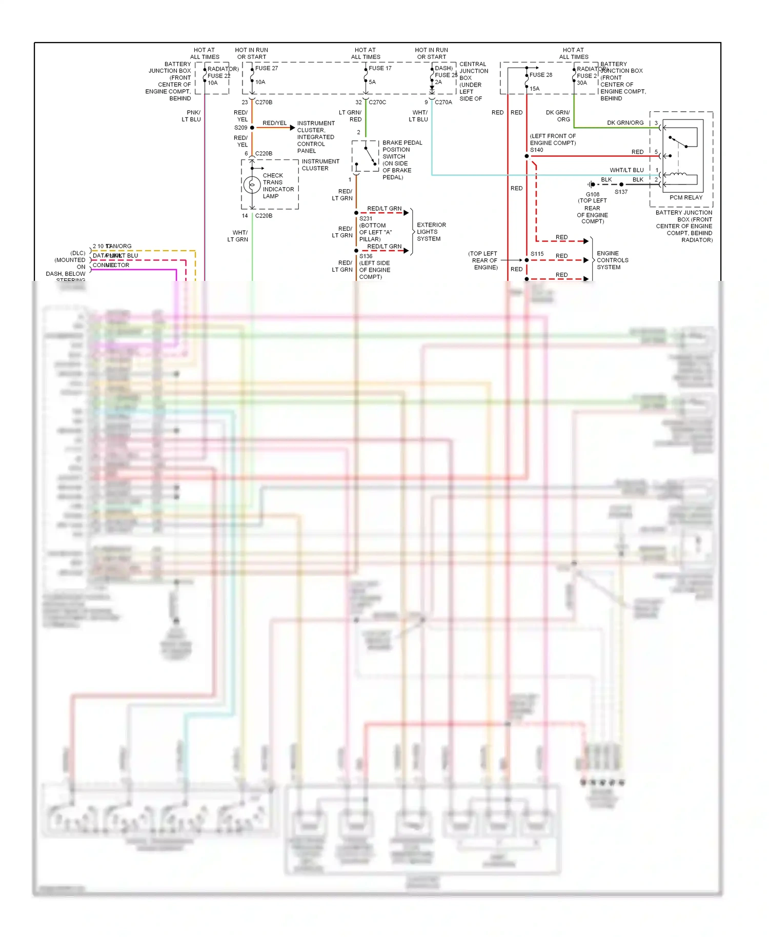 Ford Taurus IV (1999-2004) check trans indicator lamp wiring diagram  (1 of 3)
