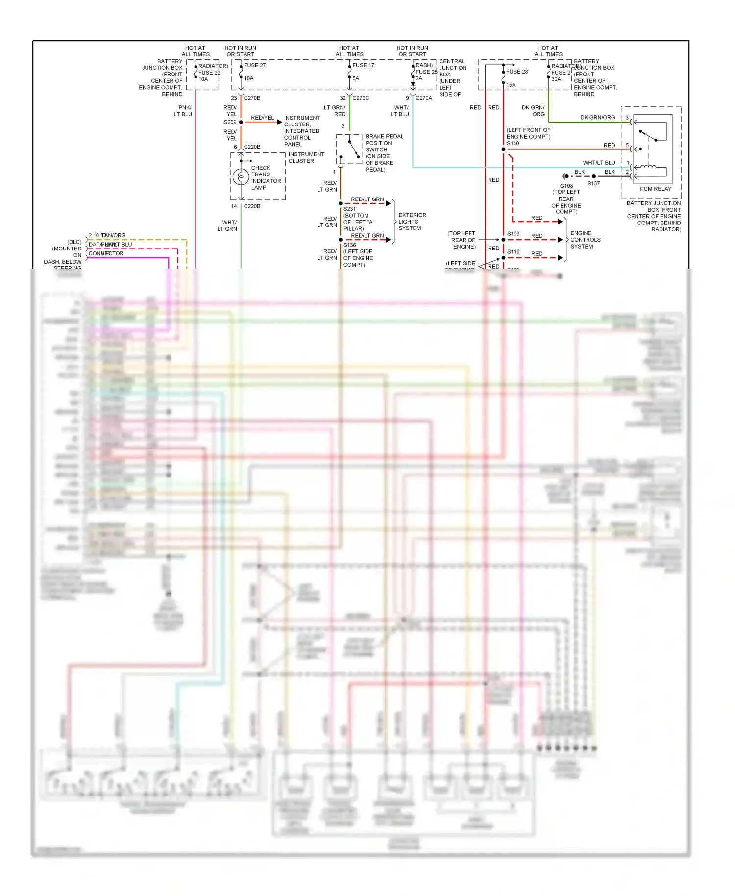 Ford Taurus IV (1999-2004) engine controls system wiring diagram  (2 of 4)