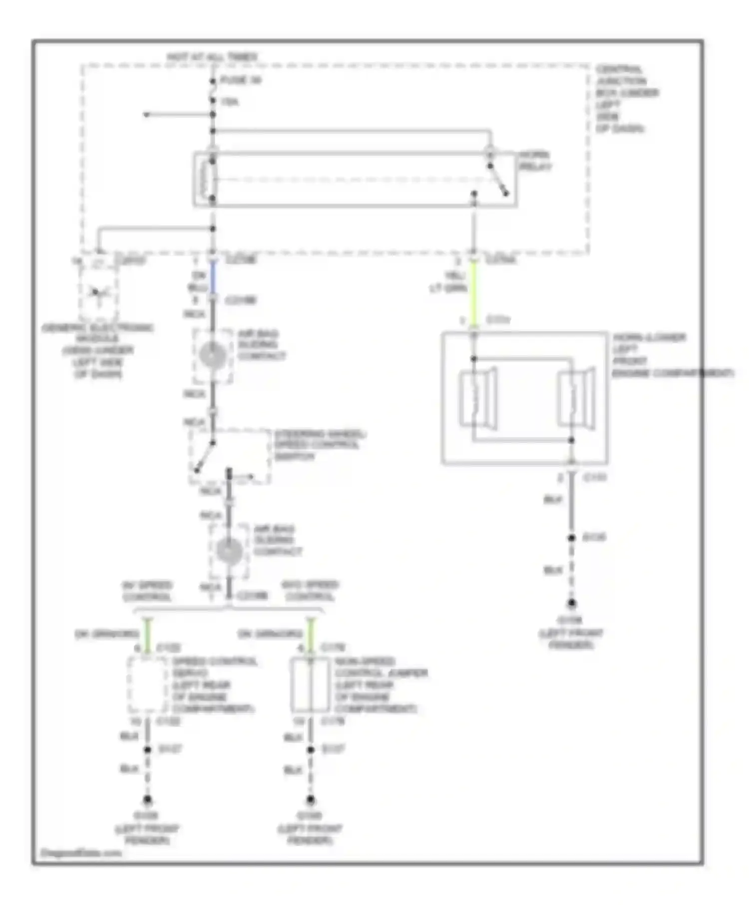 Wiring diagram horn relay for Ford Taurus IV (1999-2004) (3 of 3)